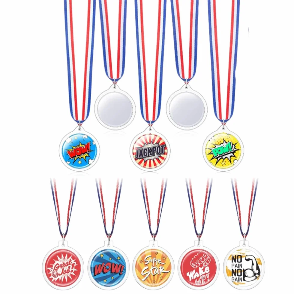 Medallas de bricolaje estilo olímpico con cintas para niños premio deportes festivales