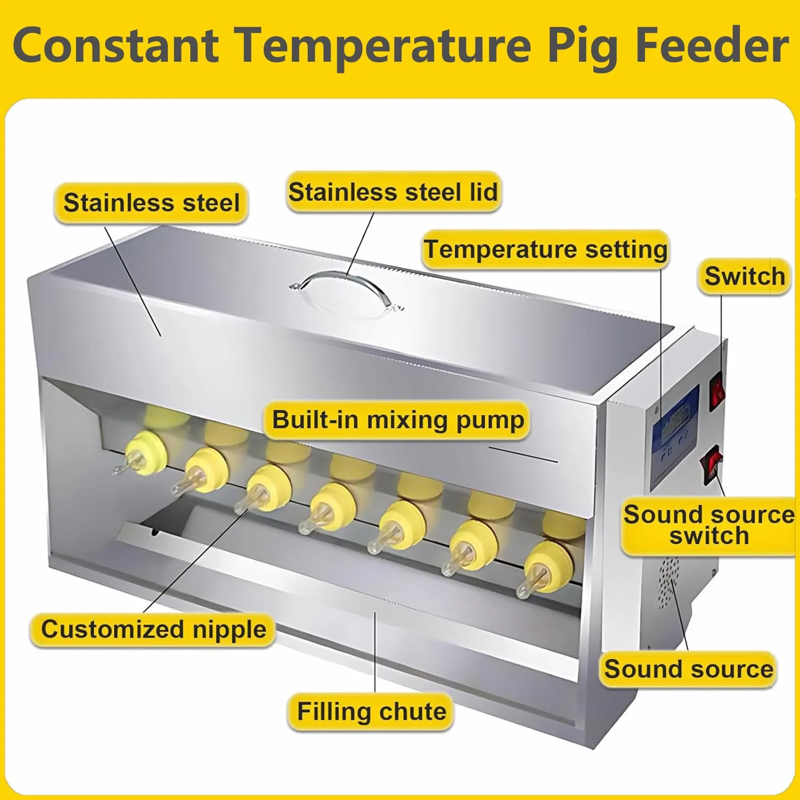 Biberón automático de alimentación para lechones con simulación de sonido y temperatura constante para corderos y ganado pequeño