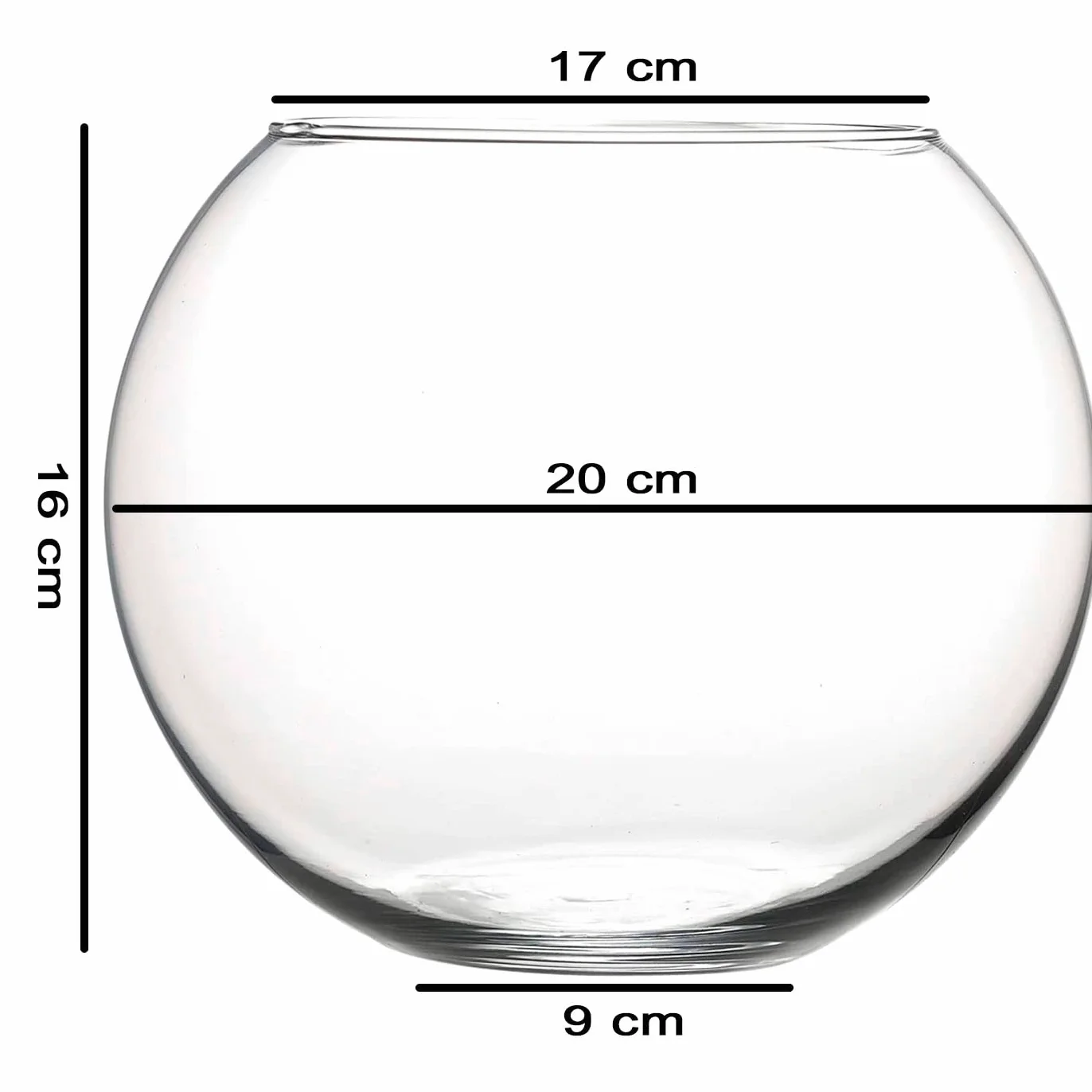 Acan Tradineur - Pecera Redonda de Cristal, Acuario esférico, Globo pequeño para Peces, Mascotas, decoración de Interior, hogar (Transparente, 20 x 16 cm)