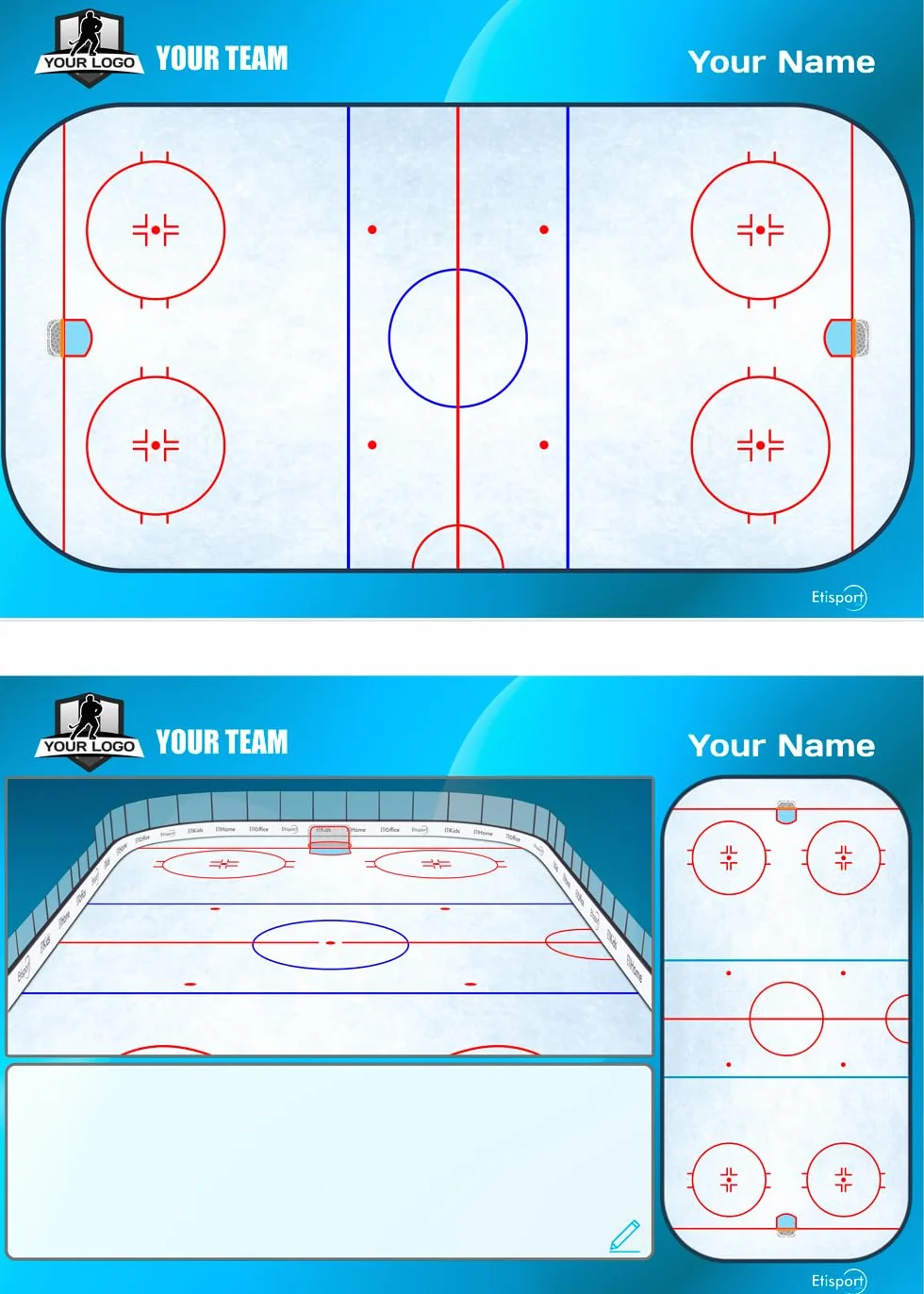 Pizarra táctica Hockey Hielo Entrenador Personalizada con Nombre y Escudo Club Tablero borrado seco