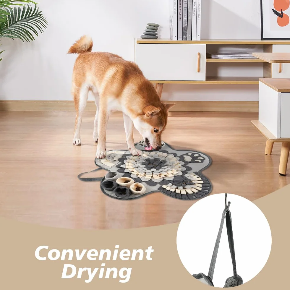 OSDUE Alfombra Olfativa Perros Lavable a Máquina Snuffle Mat para Perros Portátil Interactiva Almohadilla Olfatear Mascotas Estera de Alimentación Lenta para Mascotas Entrenamiento de Forrajeo-Flores