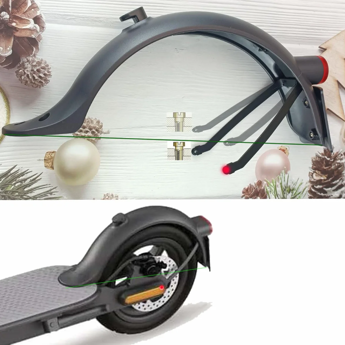 Guardabarros Trasero para Xiaomi Electric Scooter 3 Mijia M365 Pro 2 con Soporte Metálico