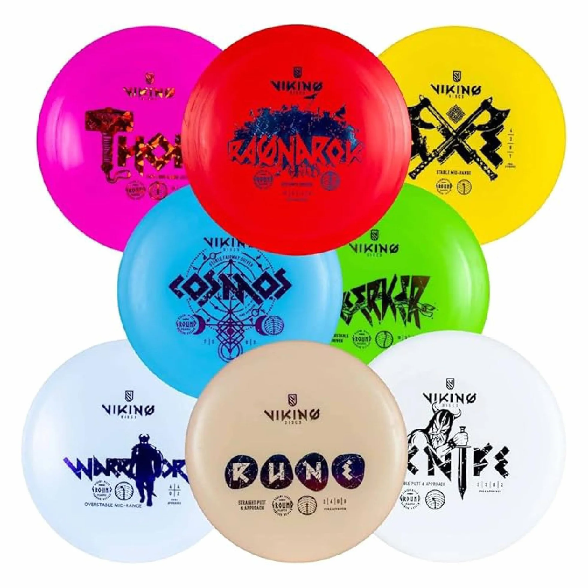 Viking Discs Ground Disc Golf Set – 8 Discos PDGA para Adultos y Niños – Putter, Controlador