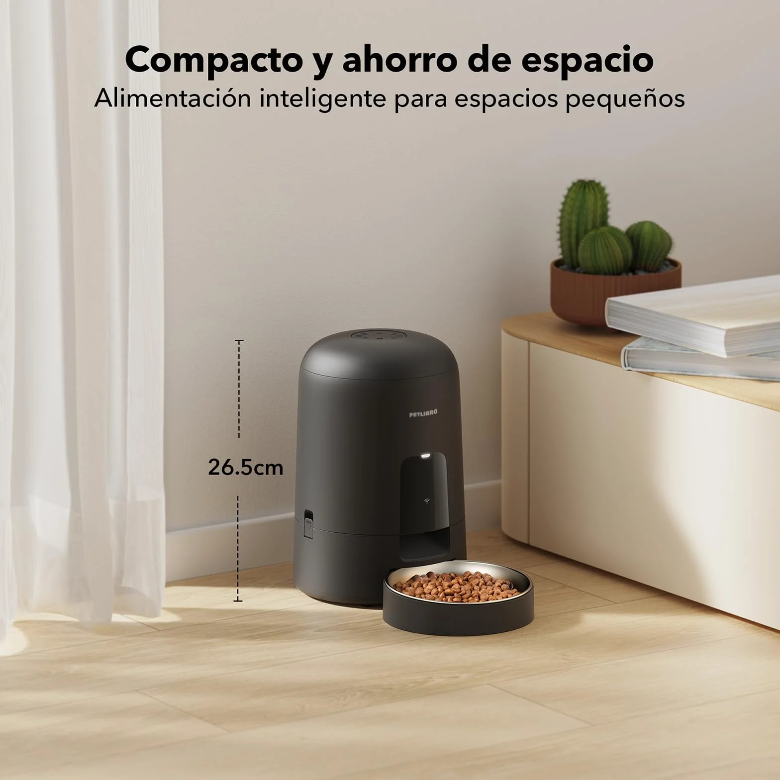 PETLIBRO Comedero Gato Automatico, 2.4G WiFi Funciona con Pilas, Dispensador Comida Seca Gatos/Perros, Control de App, 1-10 Comidas al Día, Automático Mascotas Sin Cable para Gatos, 2L, Negro