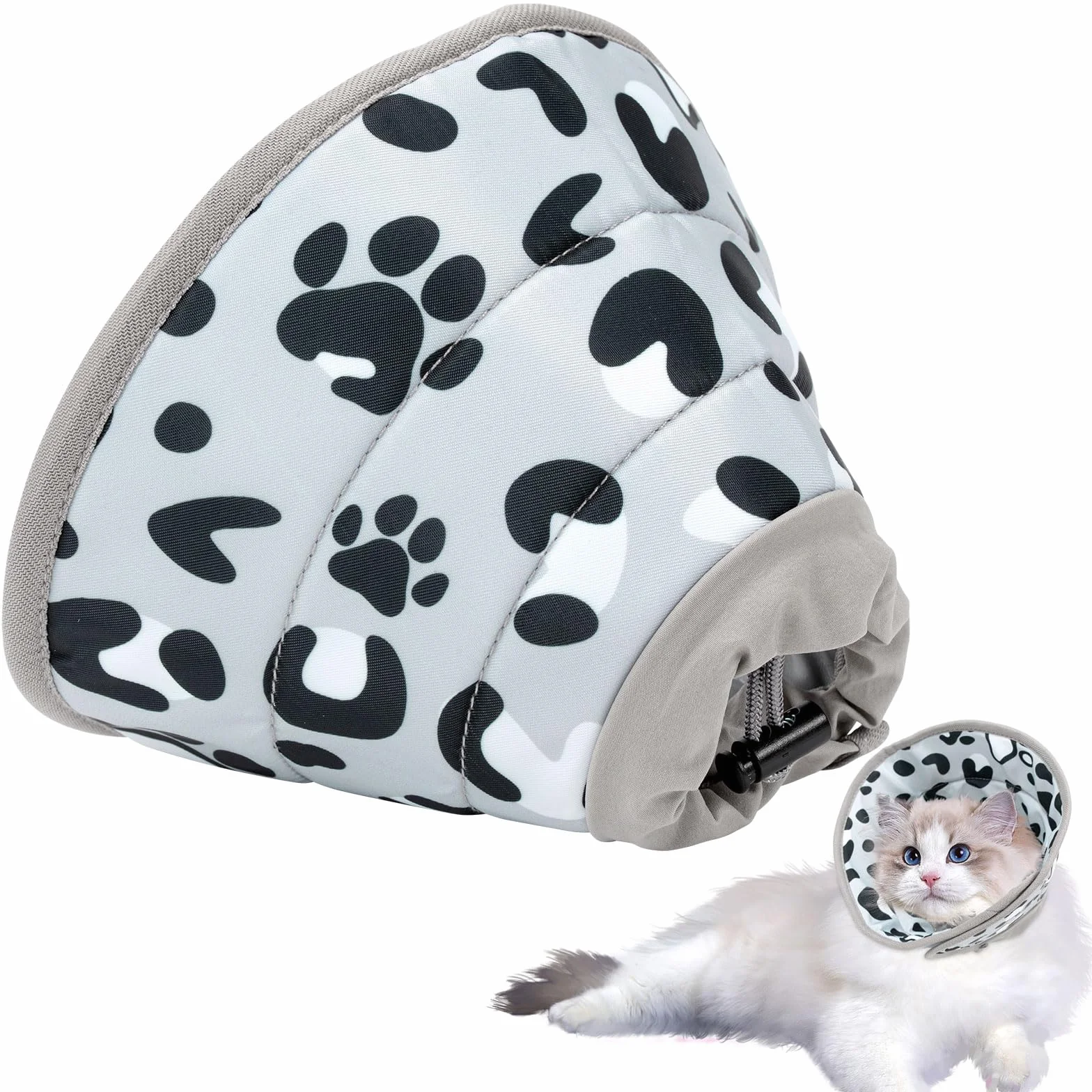 Collar Isabelino Gatos Ajustable,Suave Collar Recuperación Gato para Después de la Cirugía y Lesiones,Collar Isabelino Perro Pequeño (Gris, S)