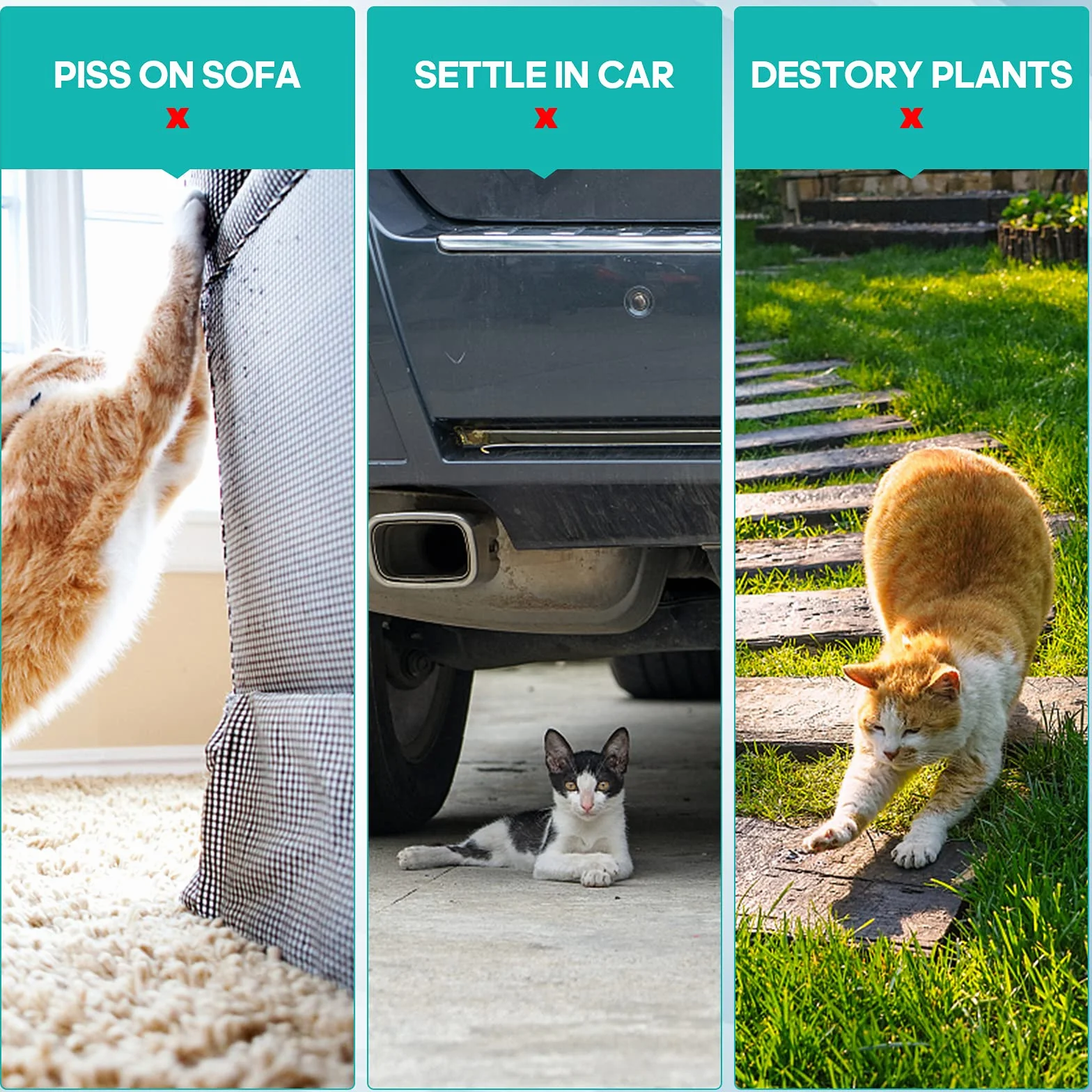 JONRRYIN Pinchos Anti Gatos, 5 Pcs Estera de Anti Gato, Estera de Espinas, Tiras De Espigas para Animales, Repelente para Disuasión para Defensa contra Gato y Proteger Las Plantas En Jardín (Negro)