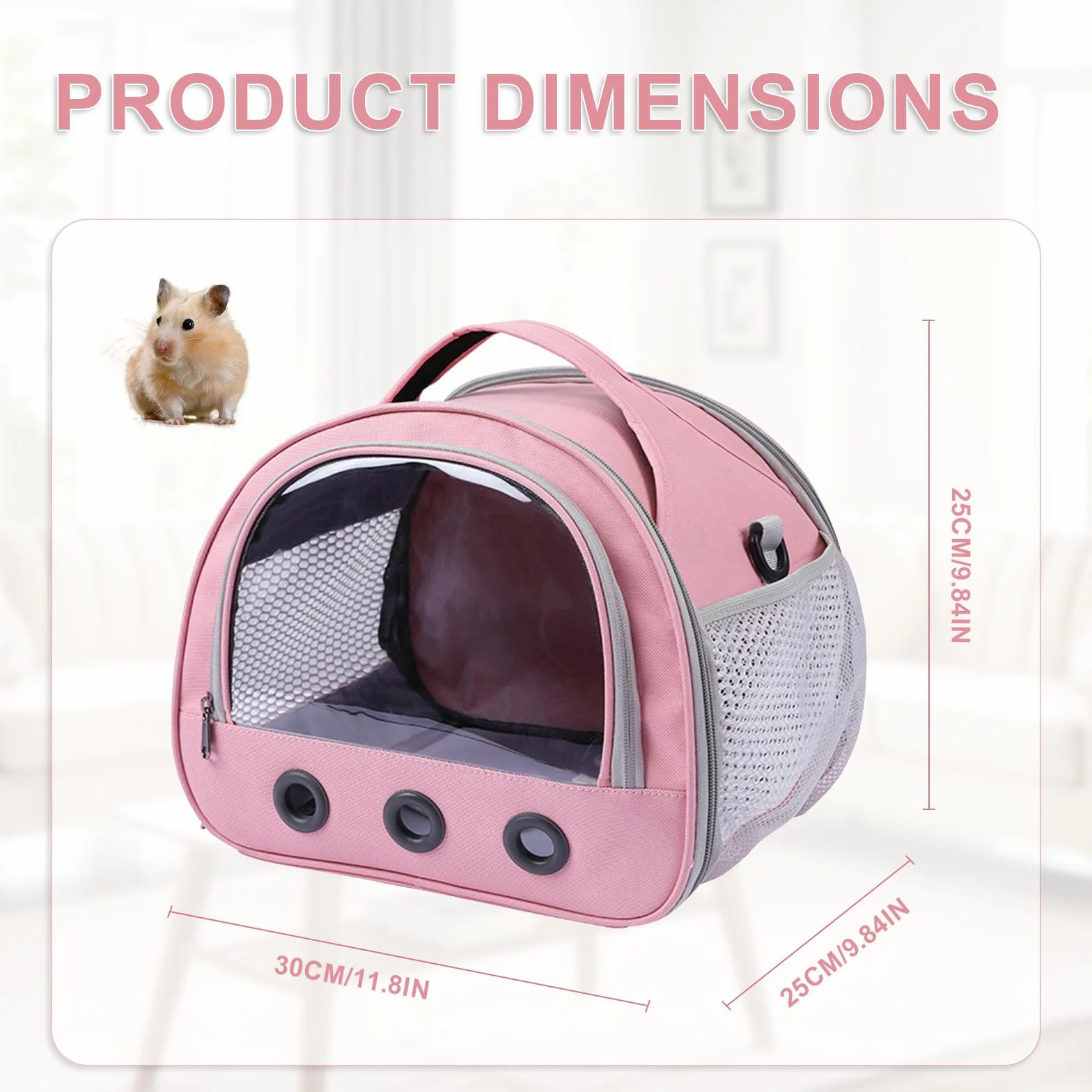 Transportín portátil para cobayas con ventana transparente y malla transpirable para pájaros, ratas, hámsters y otros animales pequeños