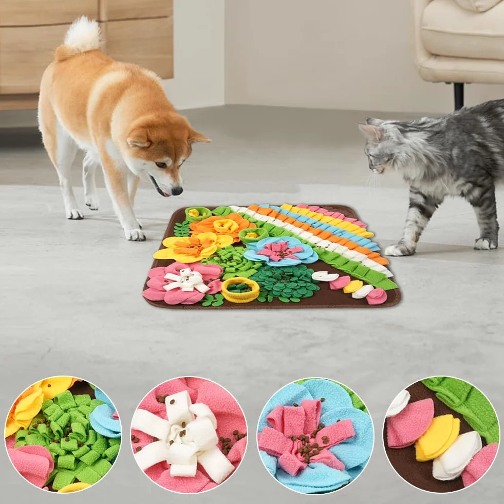 OSDUE Alfombra Olfativa Perros, 50cm Lavable a Máquina Snuffle Mat para Perros Portátil Interactiva Almohadilla Olfatear Mascotas Estera de Alimentación Lenta para Mascotas Entrenamiento de Forrajeo