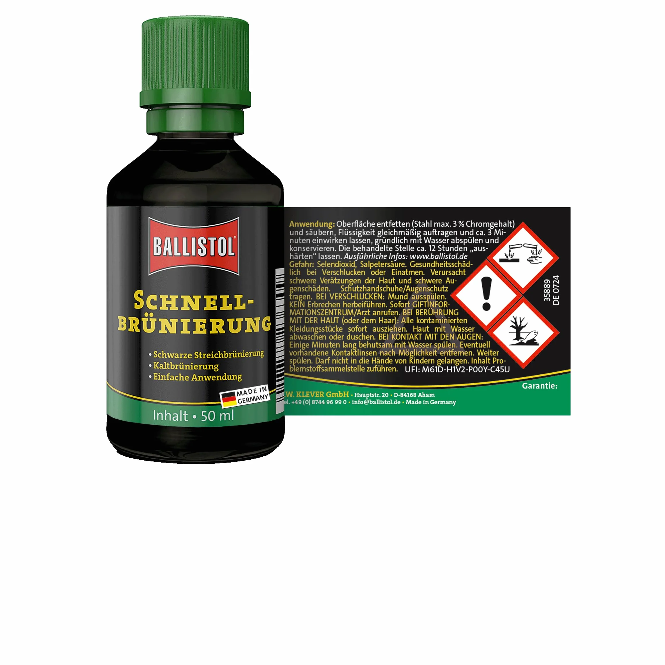 Ballistol Kunststoffflasche Klever Schnellbrünierung - Ballistol Quick Browning Tinte 50 ml Multicolor