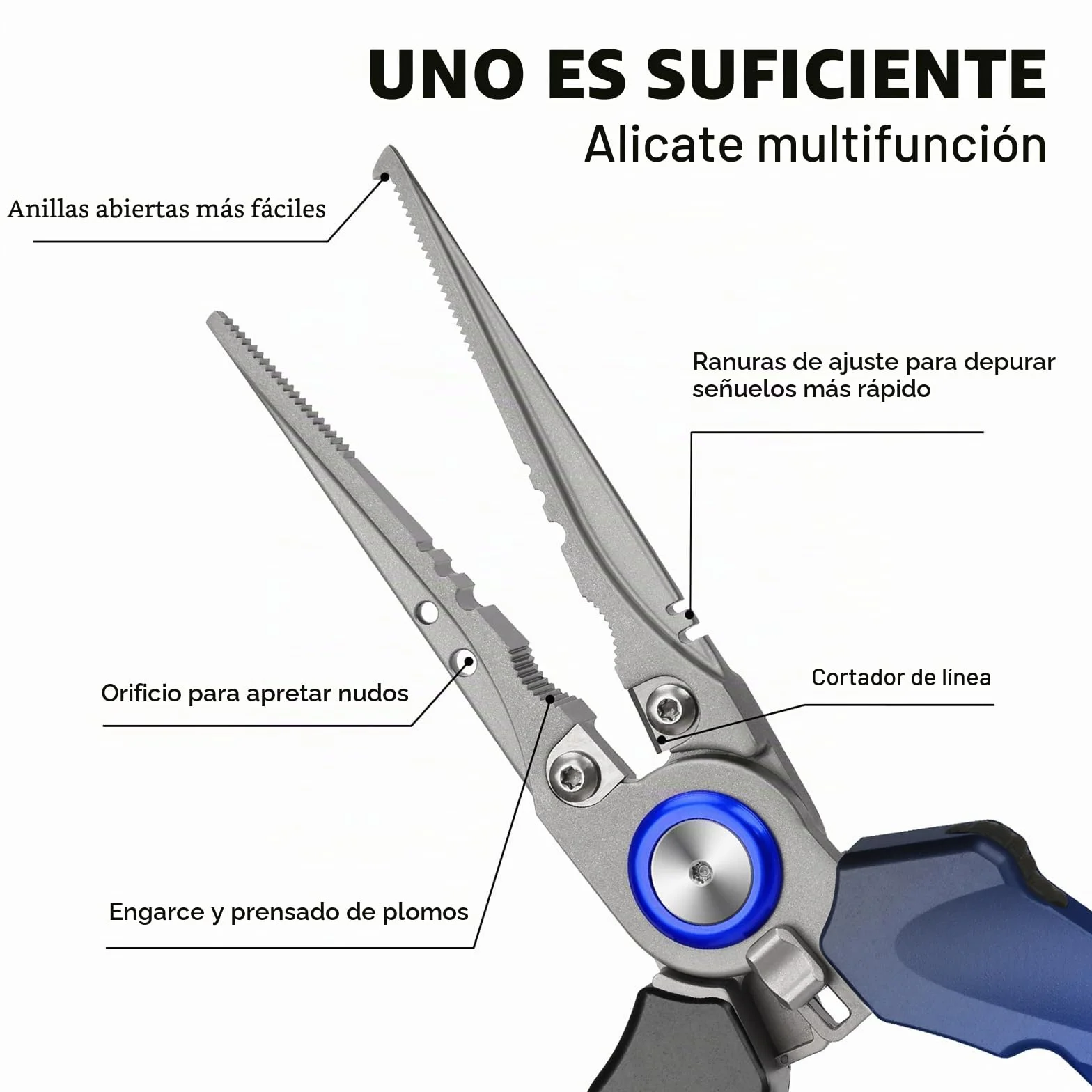 Truscend Alicates de Pesca con Cortador de Mo-V Blade Recubierto de Teflón Multifunción