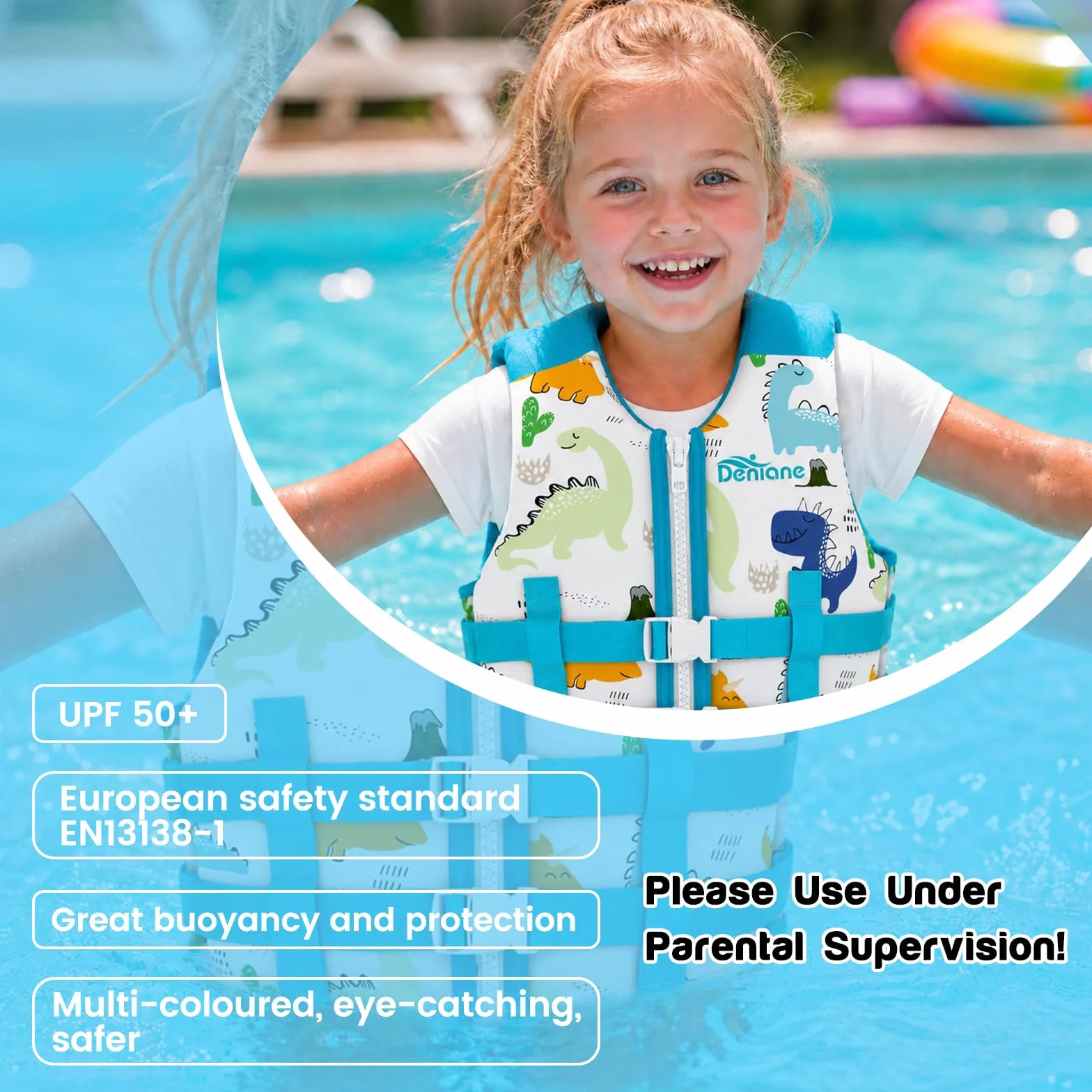 Chaleco de natación Neopreno niños 2-9 años Traje baño entrenamiento Correas Seguridad Ajustables SML 15-40kg