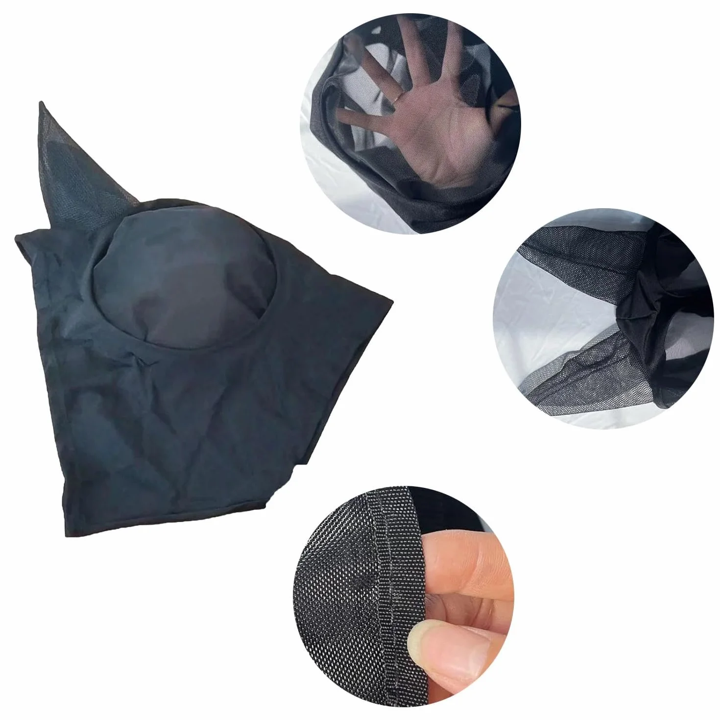 1 Máscaras Protectoras para Caballos con Cobertura Orejas, Tela Lycra Elástica, Repele Moscas e Insectos, Protección Solar Equina, Malla Transpirable y Suave