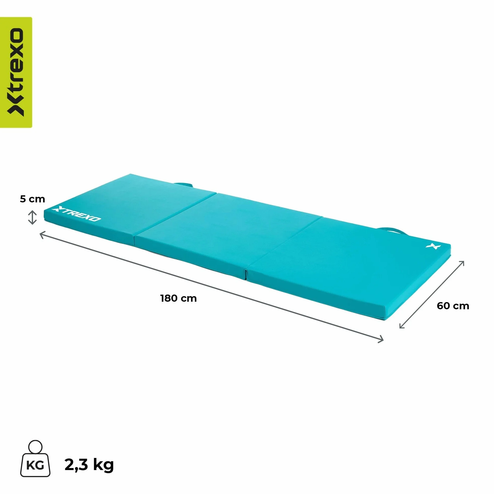 TREXO Colchoneta plegable 180x60x5 cm Esterilla gimnasia piel sintética 3 segmentos