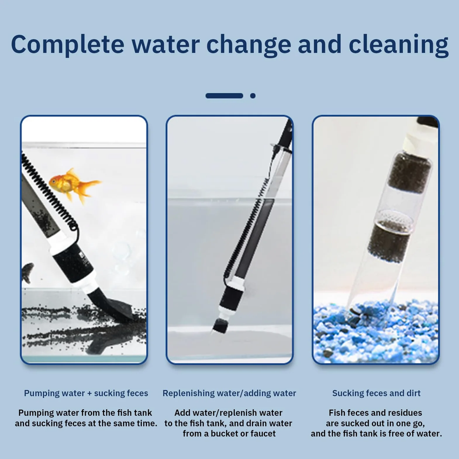 Limpiador De Grava De Acuario Eléctrico, Aspirador De Sifón De Acuario De Cambio De Agua, 2,5 W/8,5 W/15W Ajustable, 4 En 1 Kit De Aspirador Eléctrico para Acuario