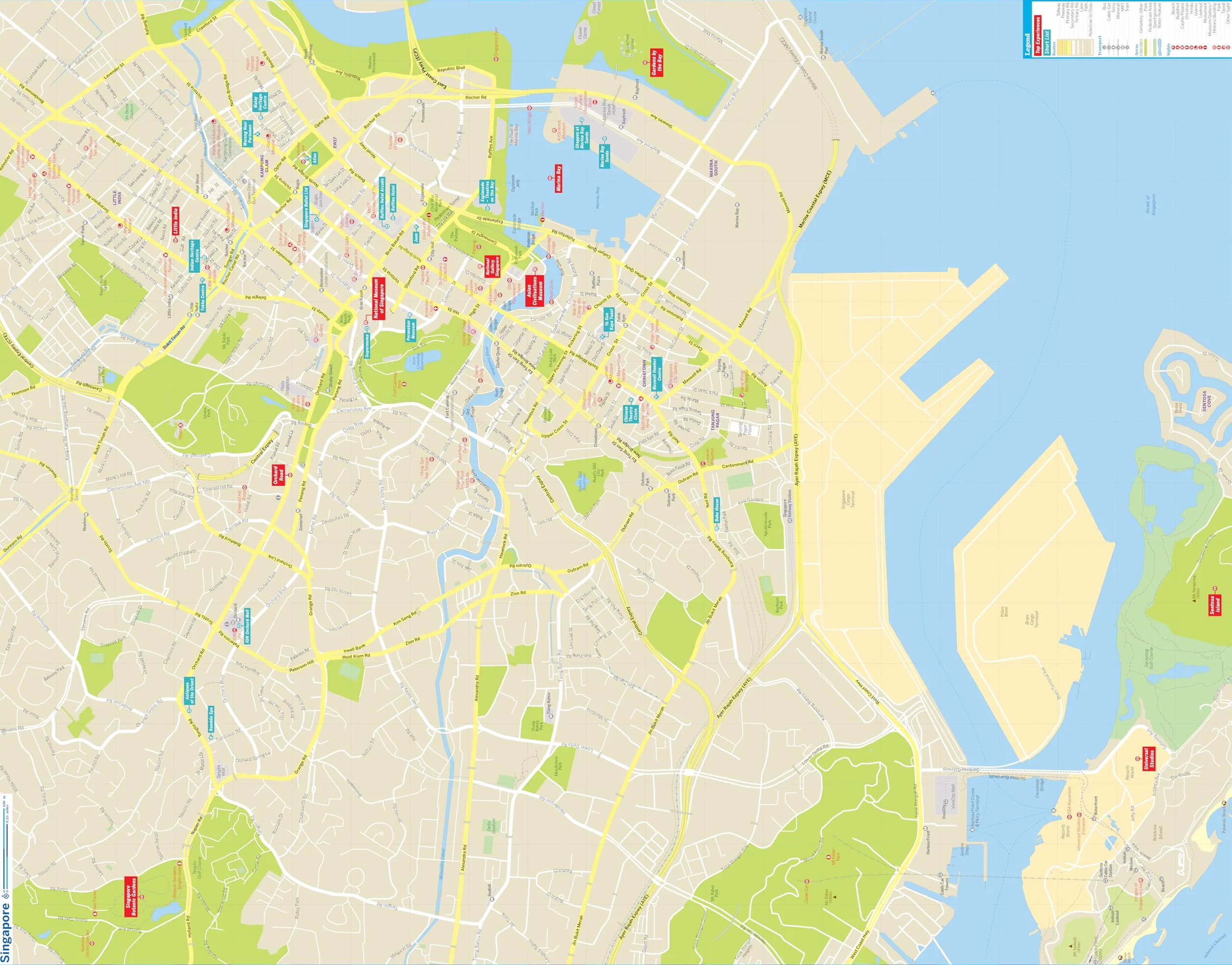 Lonely Planet Singapore City Map Waterproof Easy-Fold Planning Map Attractions Walking Tours