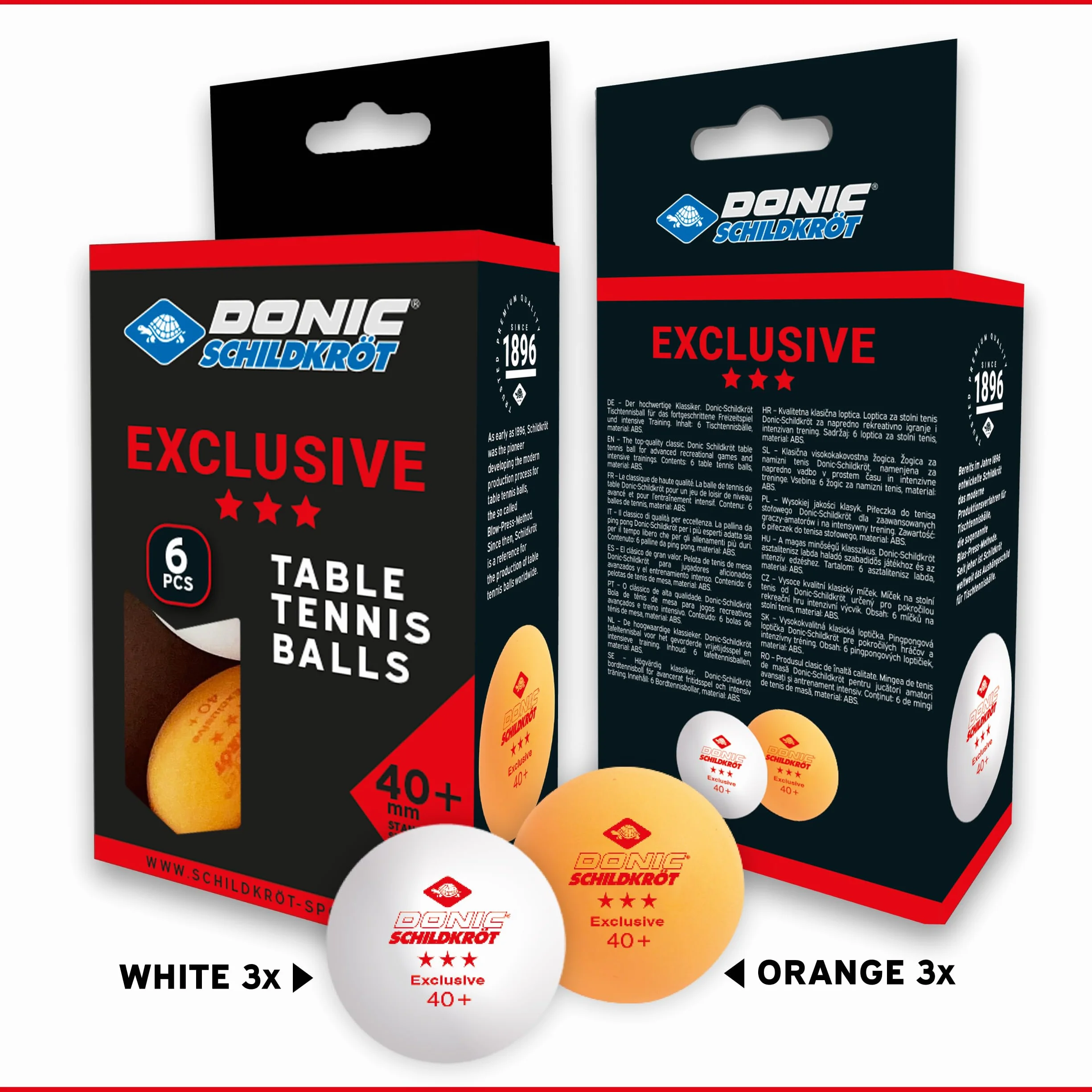 Schildkröt Donic Pelotas de Tenis de Mesa 3 Estrellas Exclusive