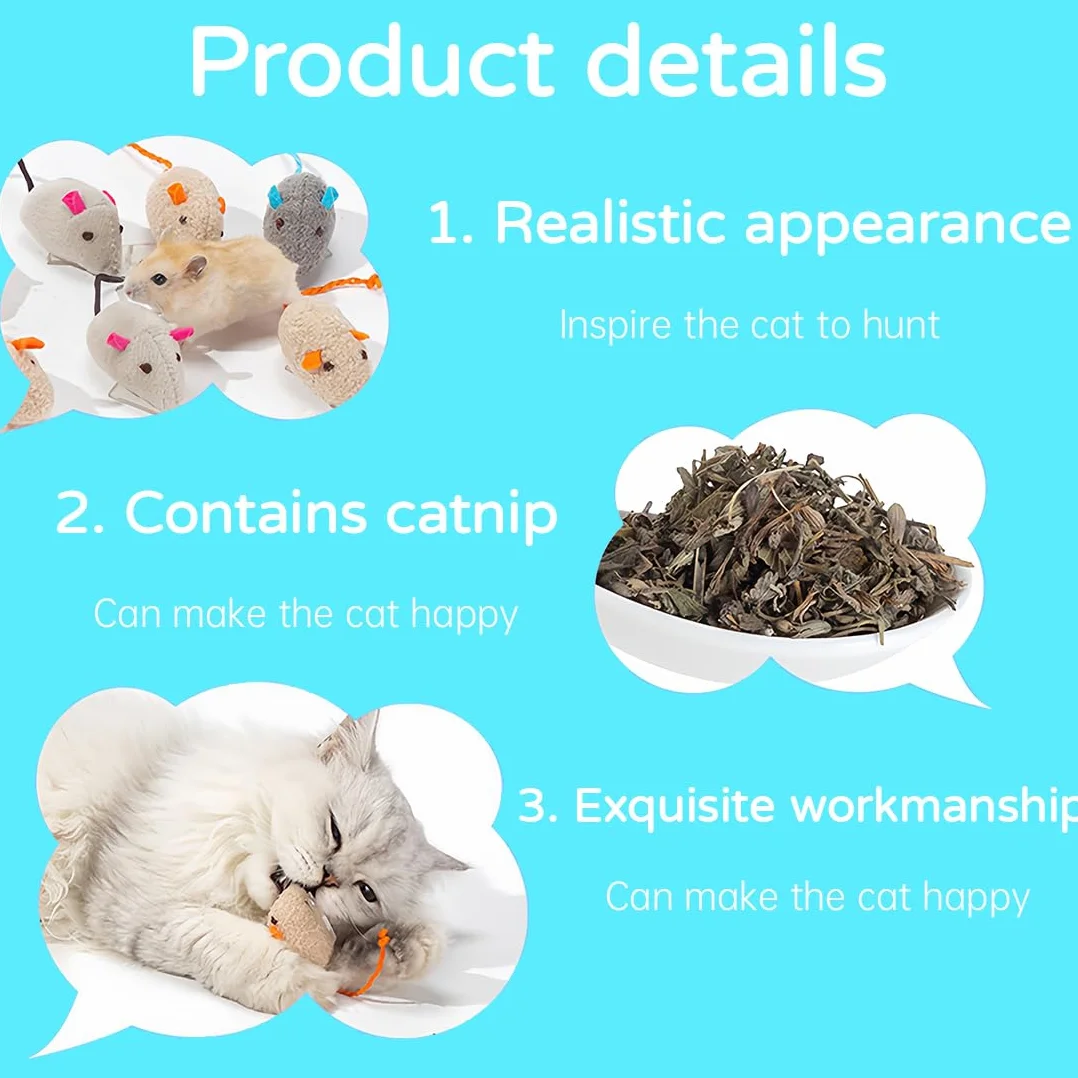 ZKGYUS 18 unidades de juguetes para gatos, ratones de juguete de hierba gatera, ratones de peluche con catnip, hierba gatera interactiva para gatos y gatitos