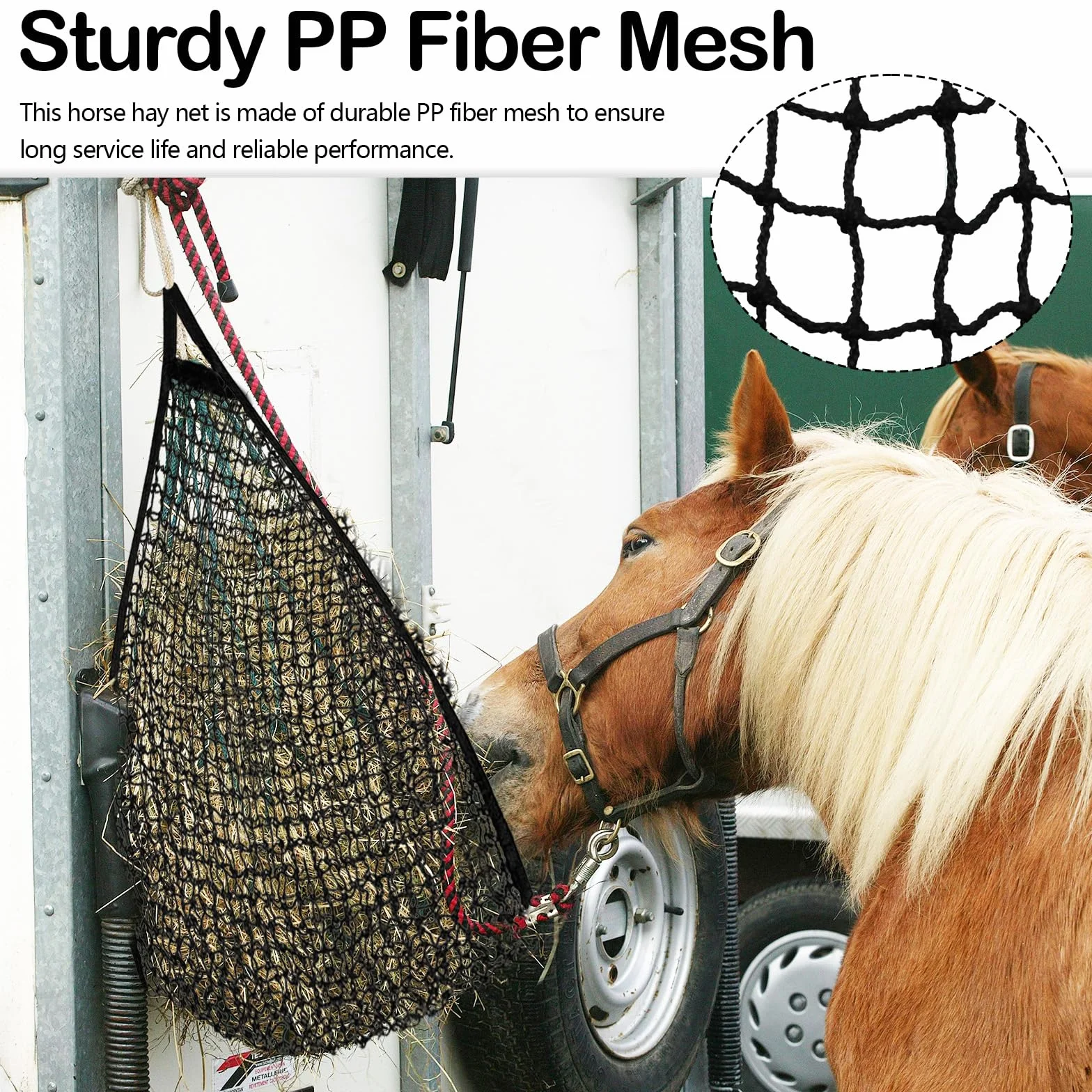 2 Piezas Redes Heno Para Caballos, 90X80 Cm, Red De Heno Grande Para Granja Con 4 Ganchos A PresióN Red De Heno De Malla Fina Negra Para Caballos Ganado Y Ovejas