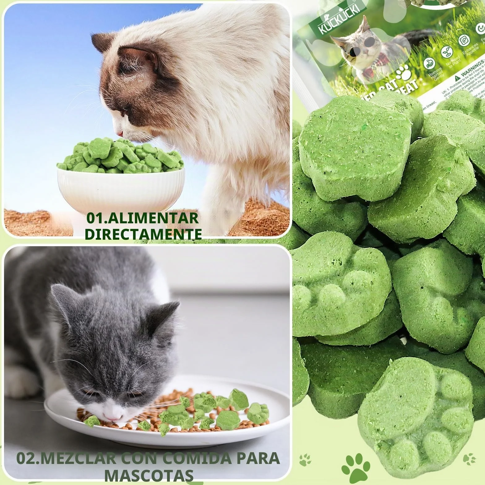 Golosina de Hierba Gatera para Gatos, 50g Snack Liofilizado con Hierba Gatera para Limpiar los Dientes