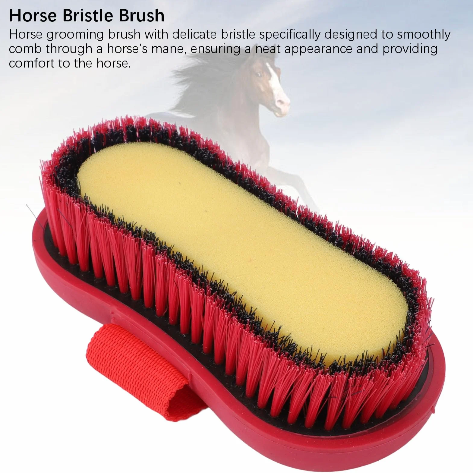 Cepillo de Aseo para Caballos, Esponja de Limpieza Corporal con Agarre Ergonómico para Baño y Cuidado de Mascotas y Hogar