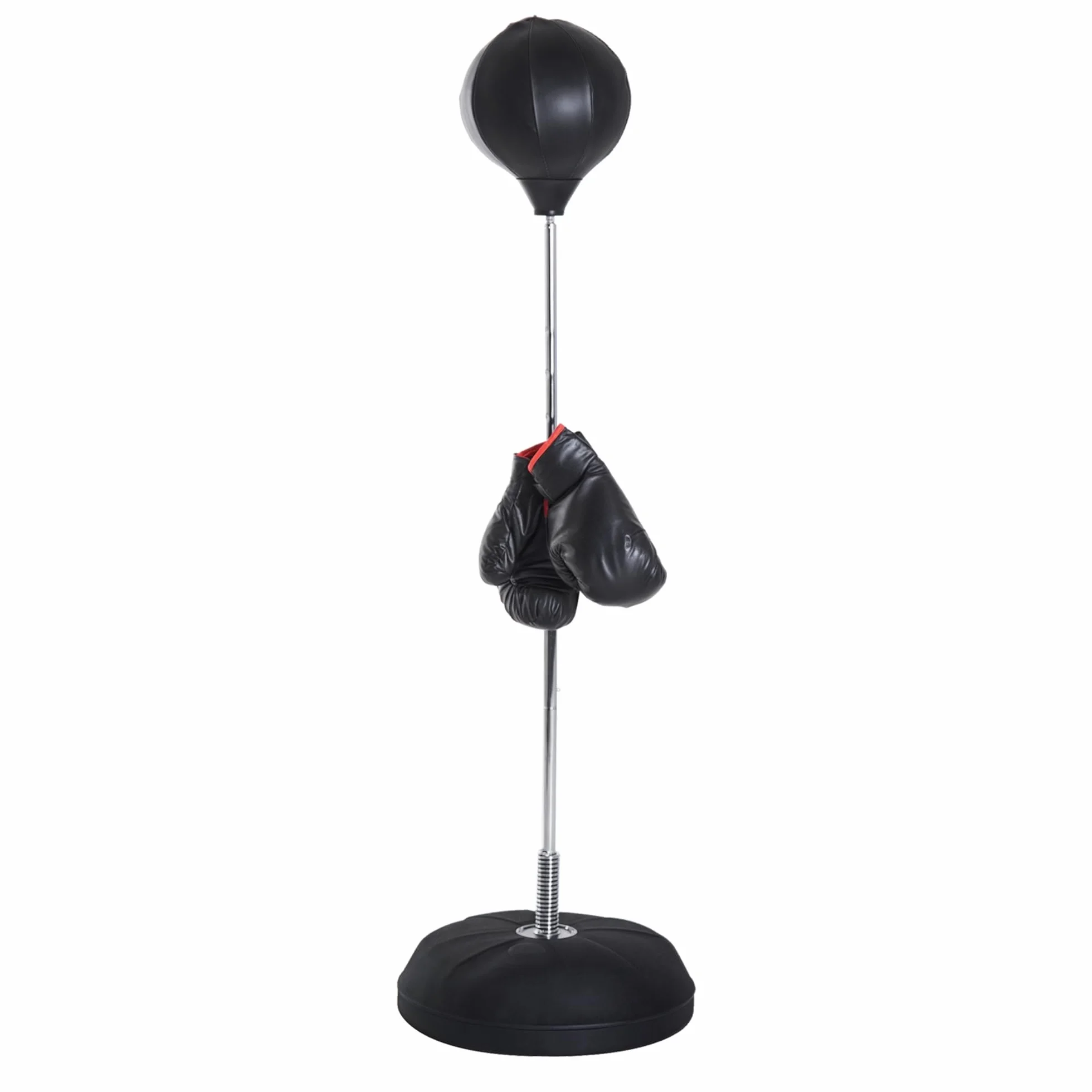 HOMCOM Saco de Boxeo de Pie Punching Ball Altura Ajustable 126-144 cm Base Rellenable Guantes Boxeo Adultos