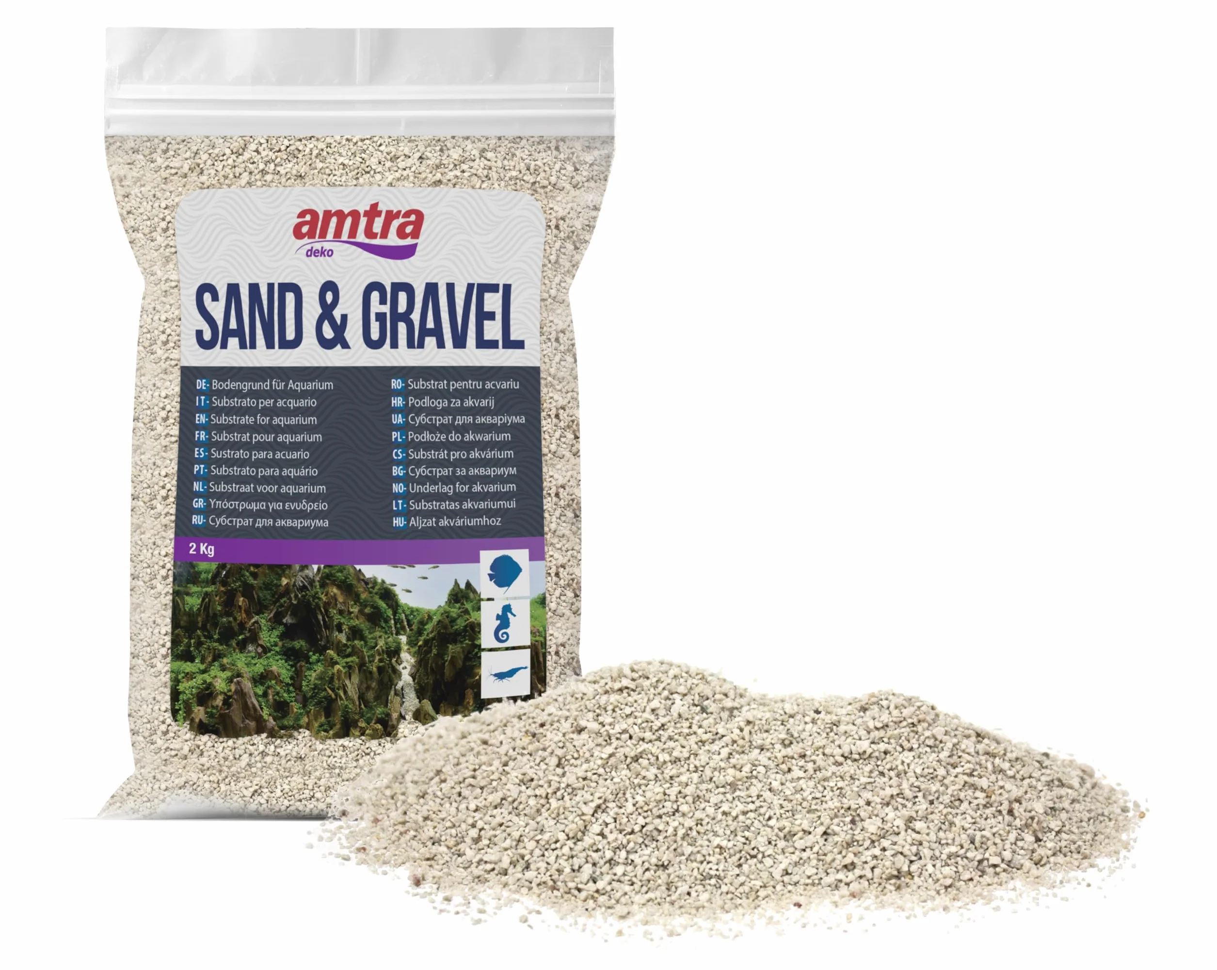 Amtra Cuarzo Blanco Marfil Arena de Acuario de Cuarzo Blanco Fino, Para Agua Dulce o Salada, Granos de 1-3 mm, Cantidad 2 kg