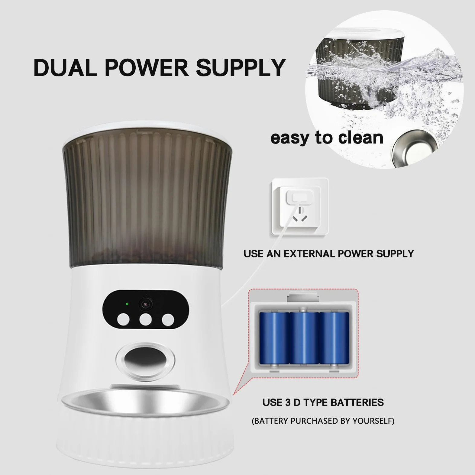 Comedero Automático para Gatos, 6L 2.4G WLAN,con App Control, Full 1080p HD Cámara y Visión Nocturna Comedero Automatico para Gatos, Comedero para Gatos
