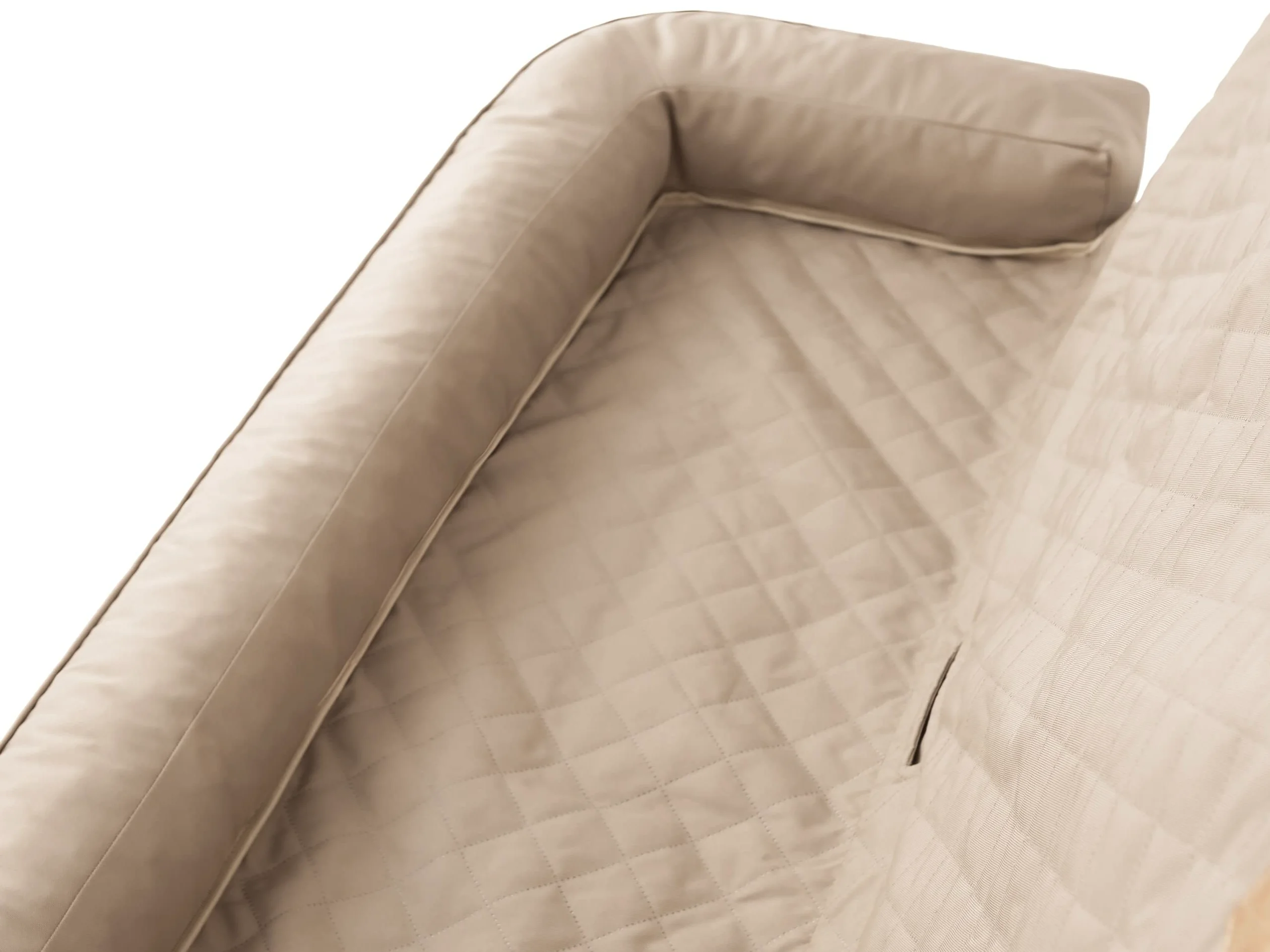 Asiento de coche para perros, cama para perros, transportín para asiento trasero, cesta para perros, cama para gatos y perros pequeños, 135 x 45 cm, negro, beis Oxford