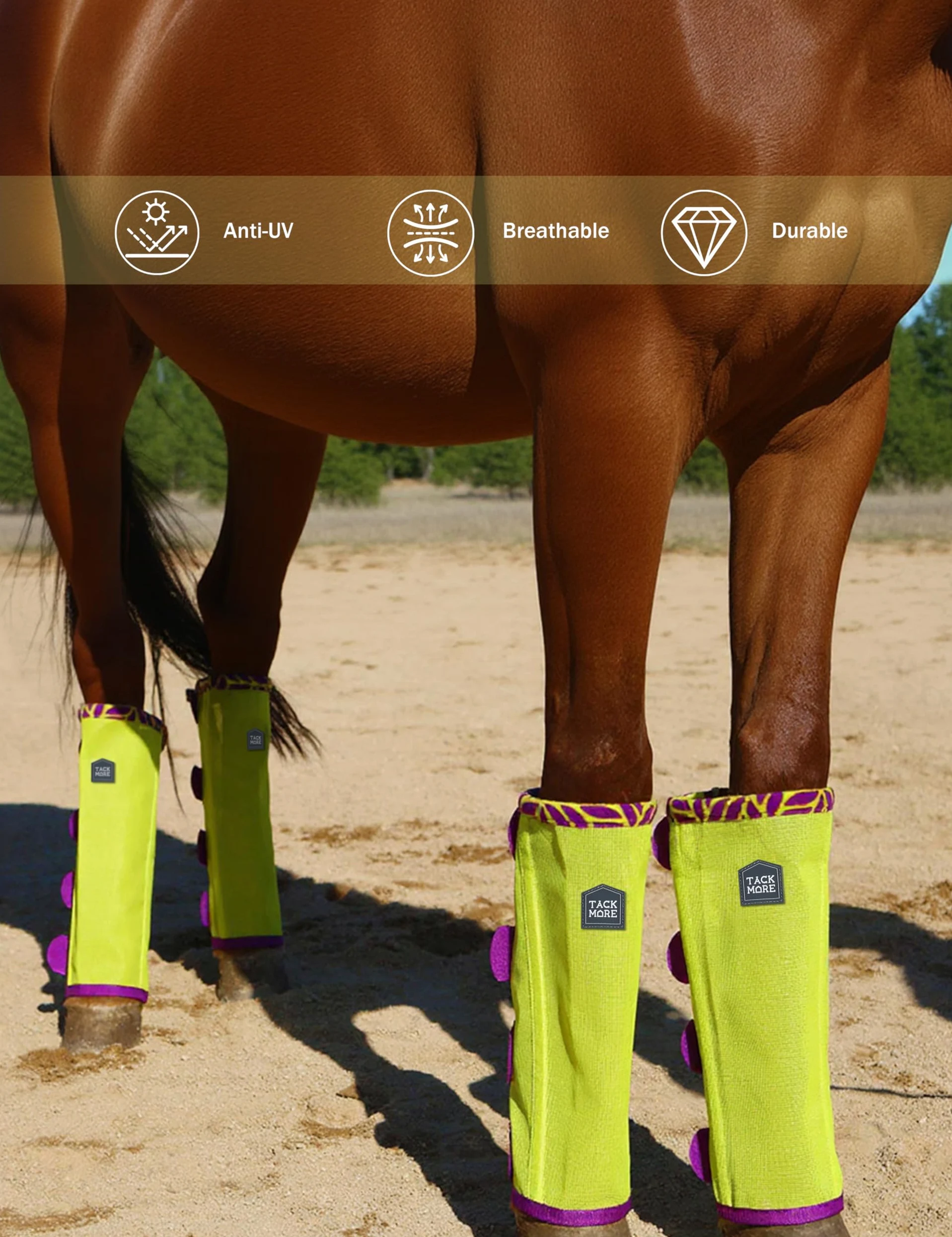 Tackmore Botas de vuelo de caballo con ribete de forro polar estampado, reducen el roce de 4 botas protectoras de verano