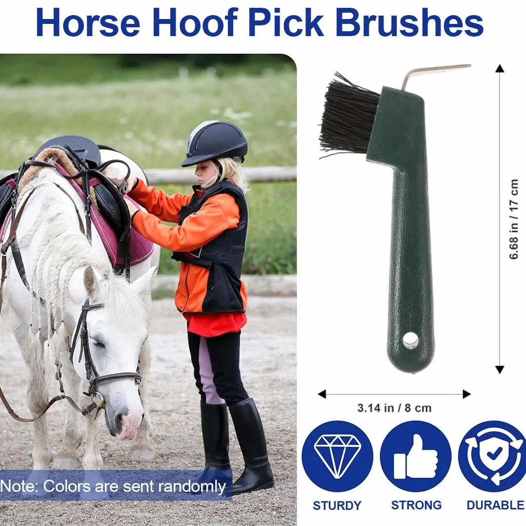 2Pcs Cuidado de los Cascos del caballo 2 Raspadores de Pezuñas con Cepillo 2 en 1, Accesorios para el Cuidado de Caballos, Adecuados para Limpiar Pezuñas y Cuidar Pezuñas Suministros De Limpieza