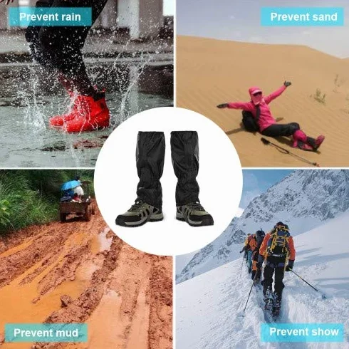 Polainas Impermeable 39 cm a Prueba de Nieve Transpirables Antipicaduras Oxford para Caza Montaña Esquí (1 Par, Negro)