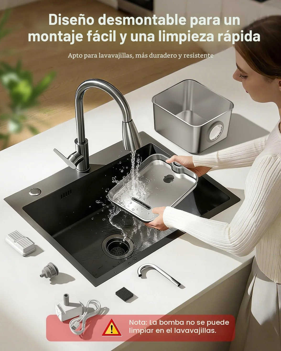 Fuente para Gatos Acero Inoxidable - 2,6L Bebedero Gatos Automatico Estilo Grifo Súper Silenciosa con Cable, Cuádruple Filtración, Fácil de Limpiar, con LED 3 Filtros y 3 Esponjas