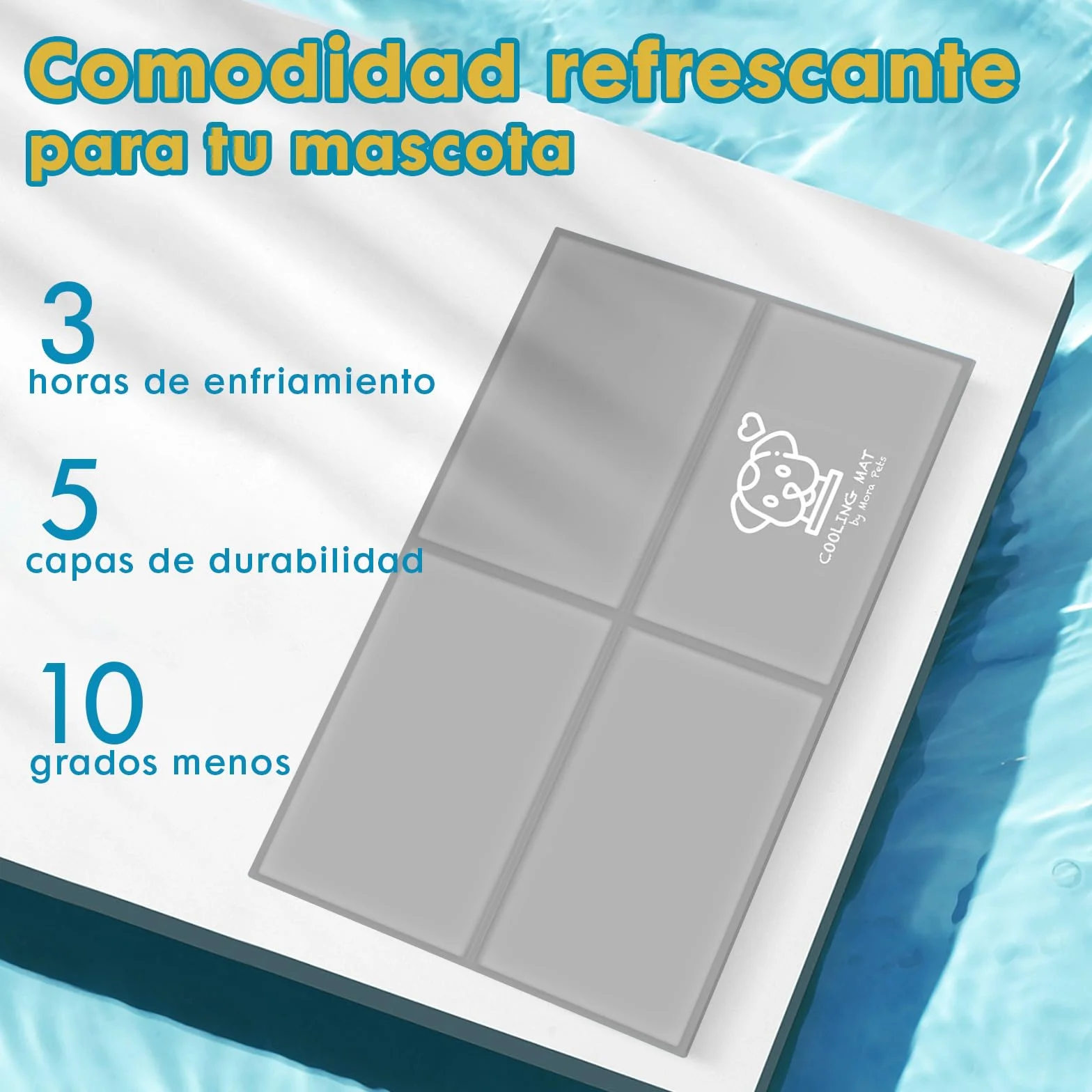 Pawtasy Cama refrescante Perro Manta refrigerante Gatos Cama Fria para Perros Verano Alfombrilla refrigerante Alfombra Colchoneta Ideal para Mascotas Extra Grande, XXL 120 x 80 cm Gris