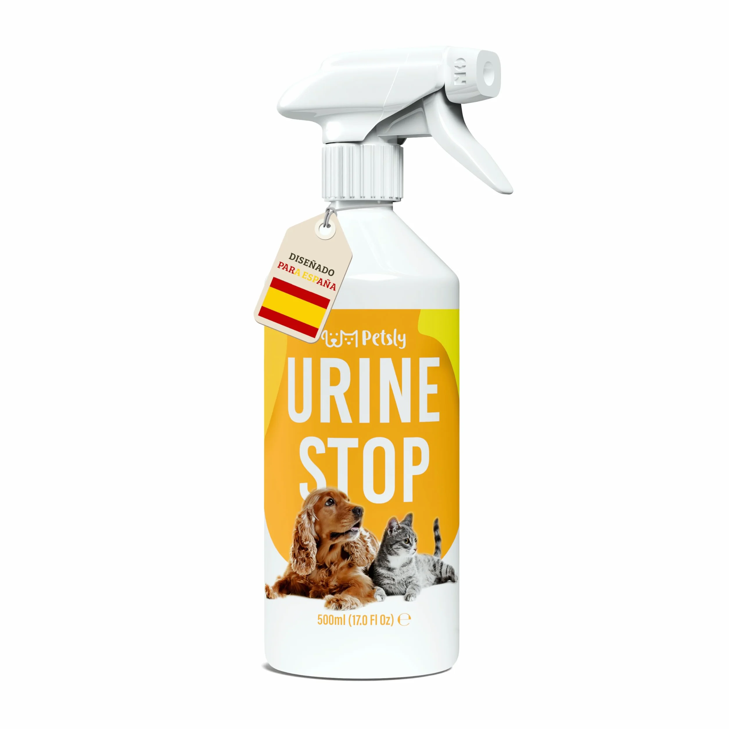 Petsly® Repelente Orina Perros y Gatos -500ml- Triple Acción - Adiestramiento, Evitar Pipi Perros y Gatos, Eliminador de Olores - Uso Interior y Exterior - No Mancha - Aroma Cítrico - Repelente Gatos
