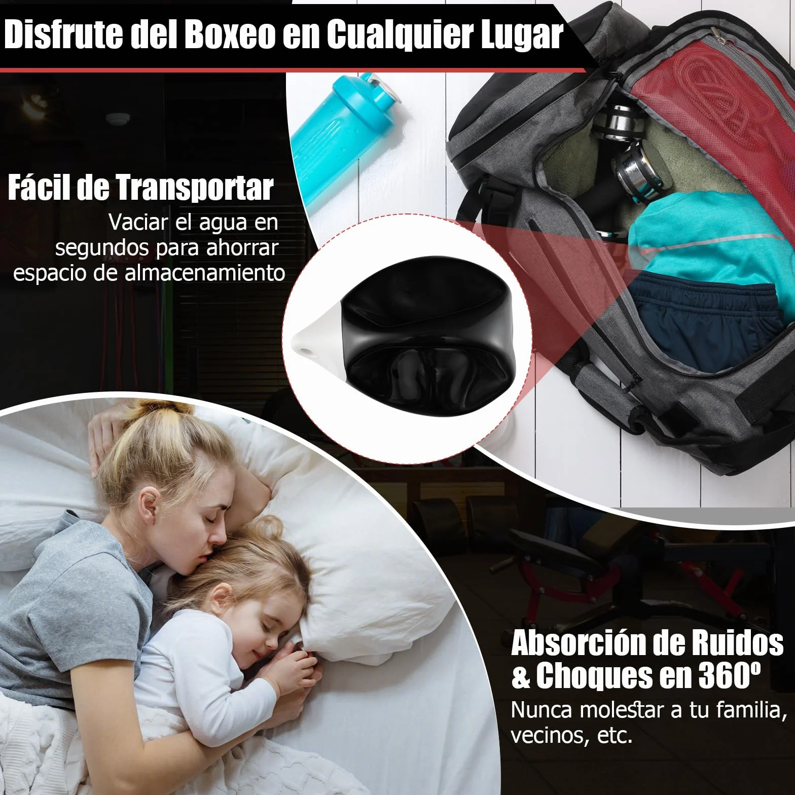 GYMAX Saco de Boxeo de Agua 45 cm 50 kg Cadena Metálica Ajustable