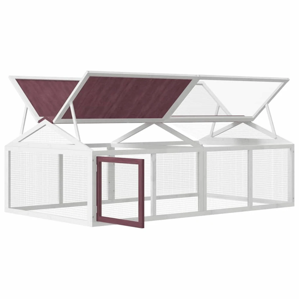Recinto para animales pequeños, 200 x 112,5 x 74 cm, madera de pino | Espacioso recinto de jardín para animales pequeños hecho de pino macizo con techo plegable y puerta para una fácil limpieza.