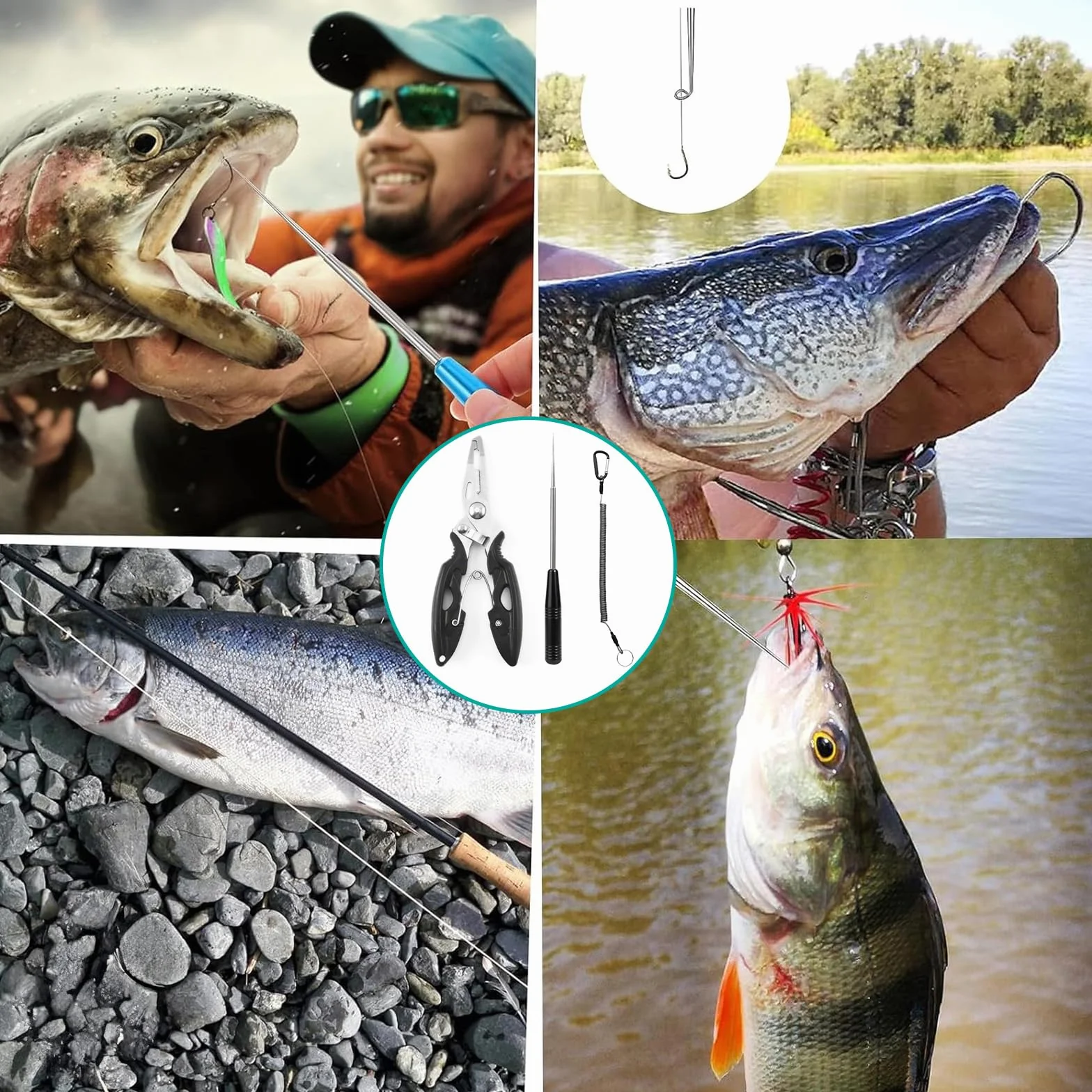 Alicates de Pesca Inoxidable, Juego de Herramientas para Línea