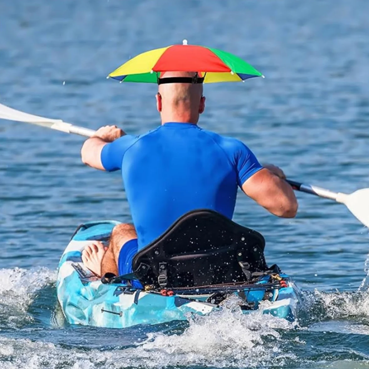 Sombrero Paraguas Pesca 3 Piezas Plegable Arcoíris Playa Golf Fiesta