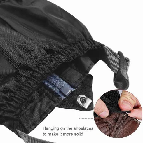 Polainas Impermeable 39 cm a Prueba de Nieve Transpirables Antipicaduras Oxford para Caza Montaña Esquí (1 Par, Negro)