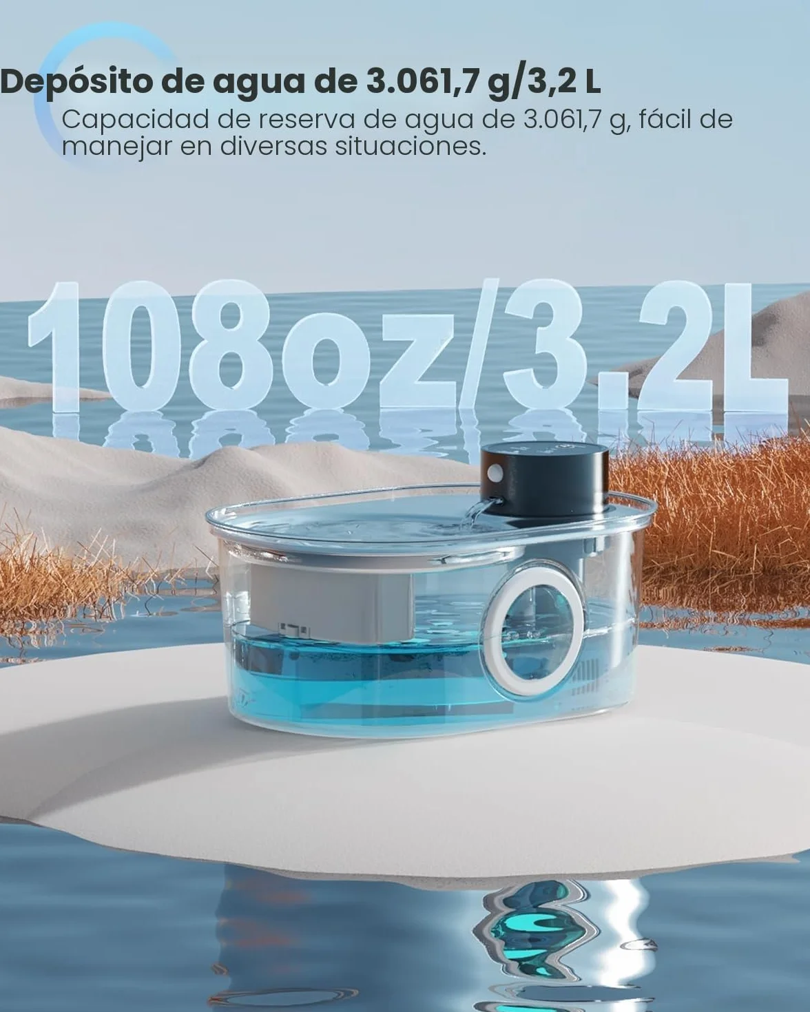 Fuente de Agua Inalámbrica para Gatos: Fuente de Acero Inoxidable para Mascotas, Dispensador Automático de Agua Inalámbrico para Interiores, Botella de Metal para Beber, Cuenco de Agua Recargable