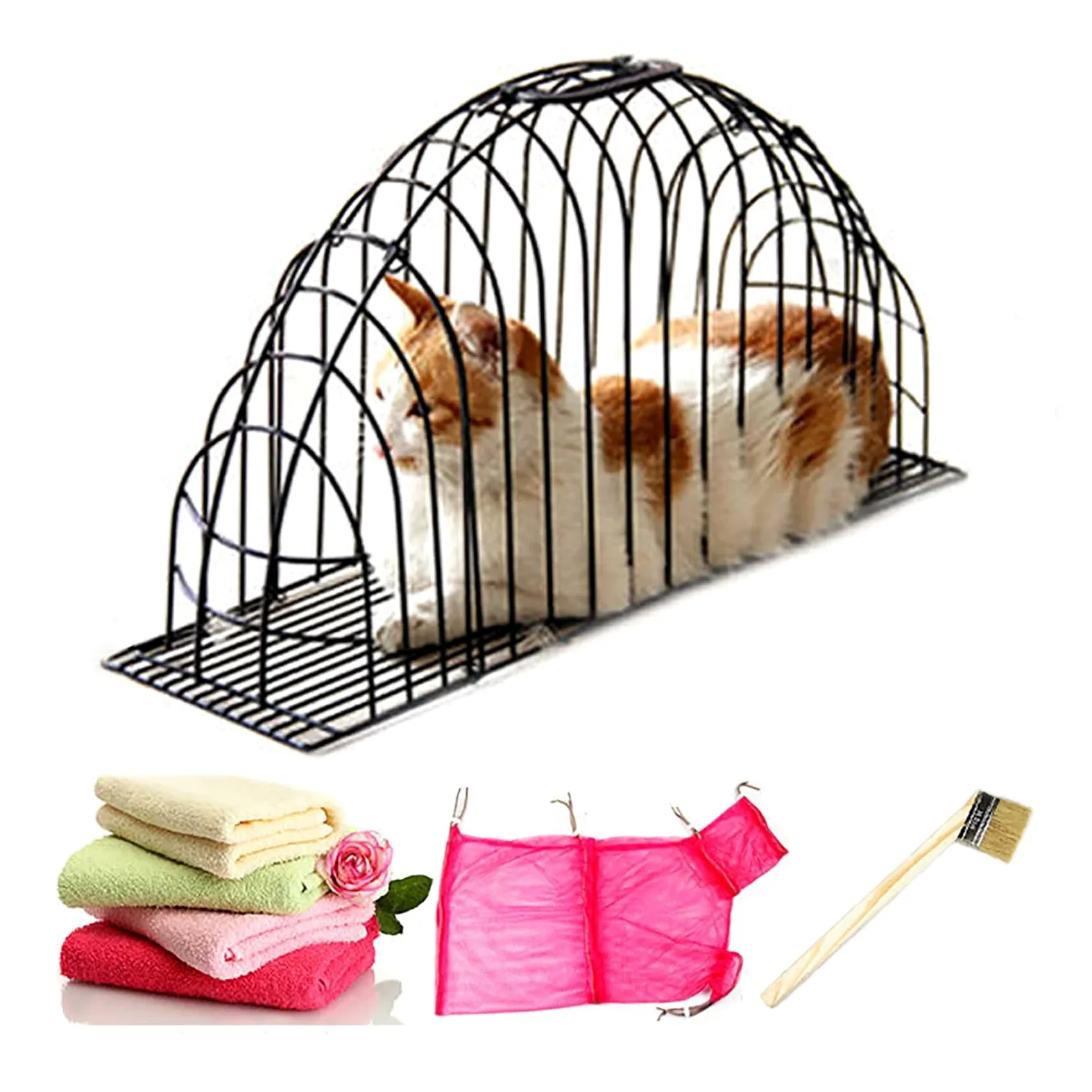 Jaula para Gatos, baño para Gatos, Bolsa de Aseo para Gatos, Ducha para Gatos, baño para Perros, cortauñas, mordedor y rascador, Accesorio de Aseo para Cachorros (tamaño: XL)