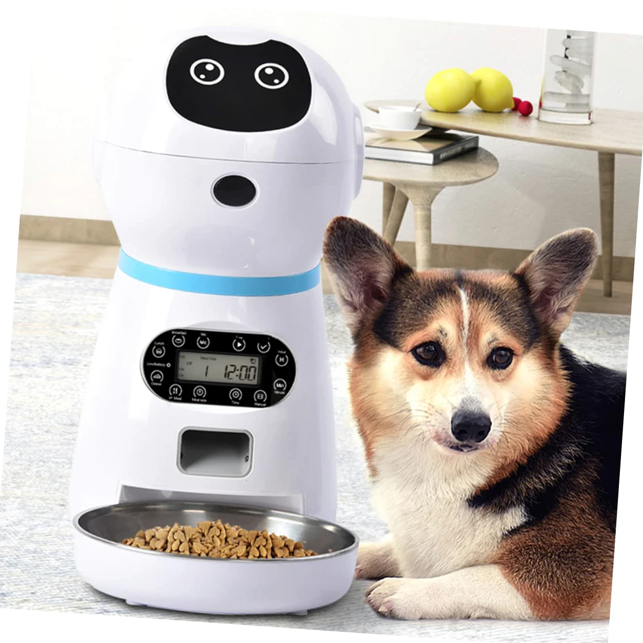VANZACK Alimentador Automático y Función de Grabación para Mascotas con Capacidad 3.5l Robot Inteligente con Temporizador Digital para Uso en Hogar Personal