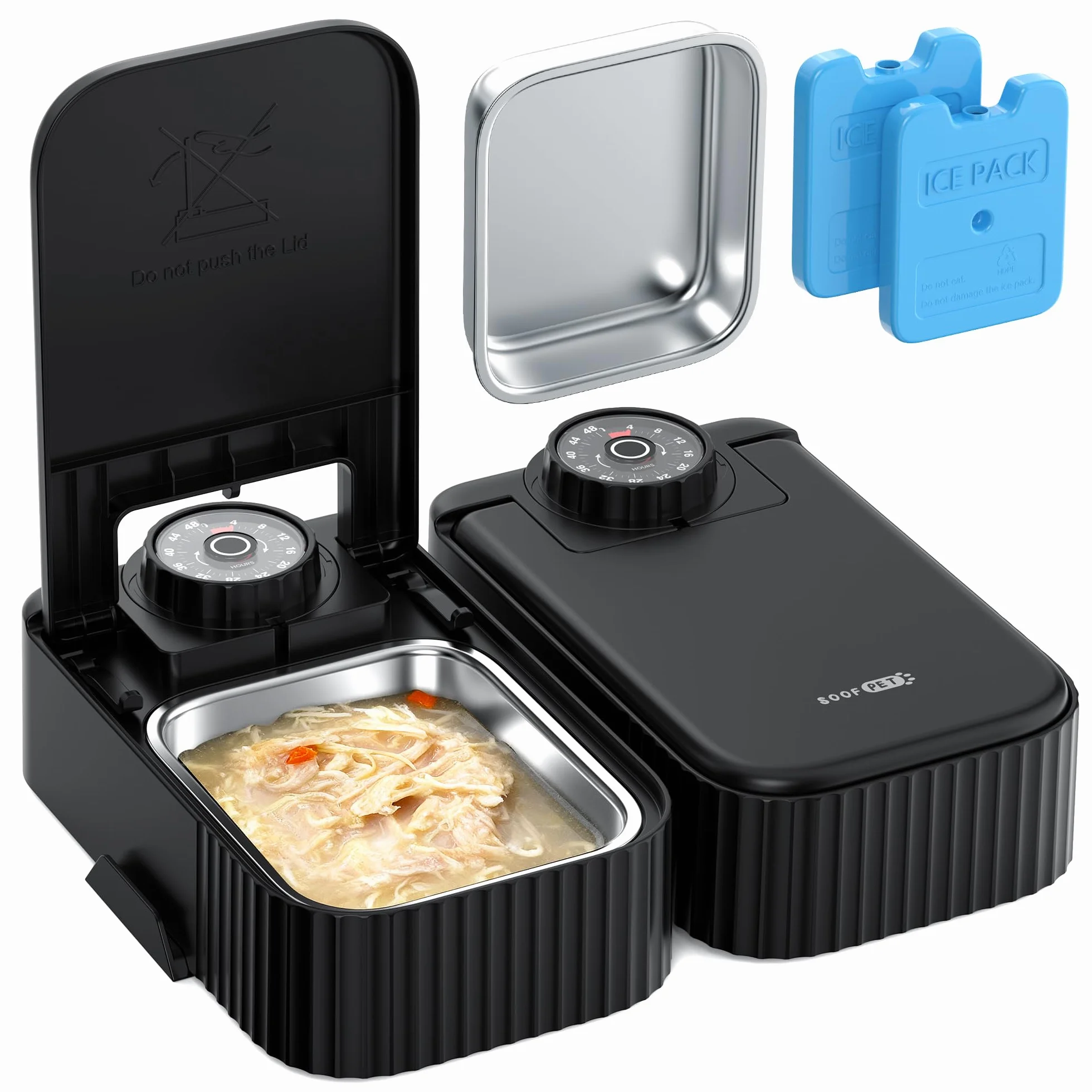 Comedero Gato Automatico Comida Humeda: Dispensador Comida Gatos 48H Programable - Comedero Automatico Perros con Acero Inoxidable Bol - 350g por Bol - Dosificador Alimentador Perro Refrigerado