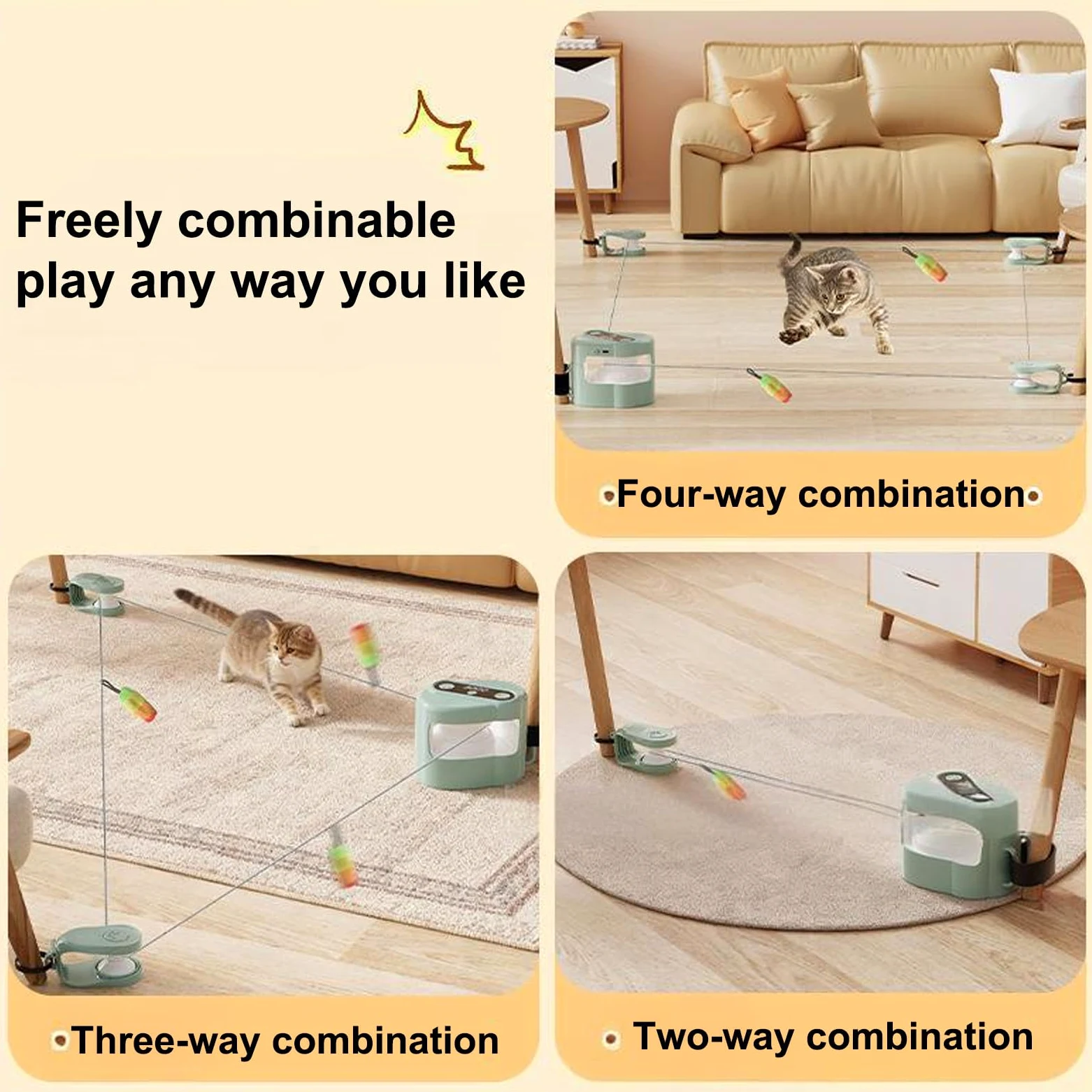 Juguete Interactivo de persecución para Gatos, Juguete eléctrico Interactivo para Gatos con Control Remoto, 2 Modos de fijación y 4 velocidades, para Que Gatitos y Cachorros aburridos jueguen