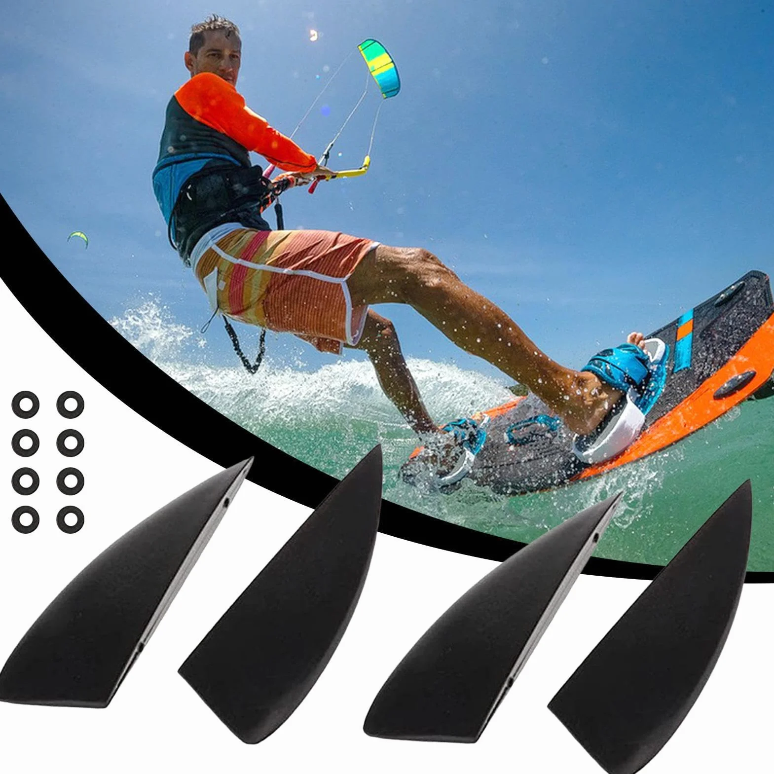 Aletas De Surf 4 Piezas Fly para Tabla De Kitesurf Juego Reforzado Desmontable