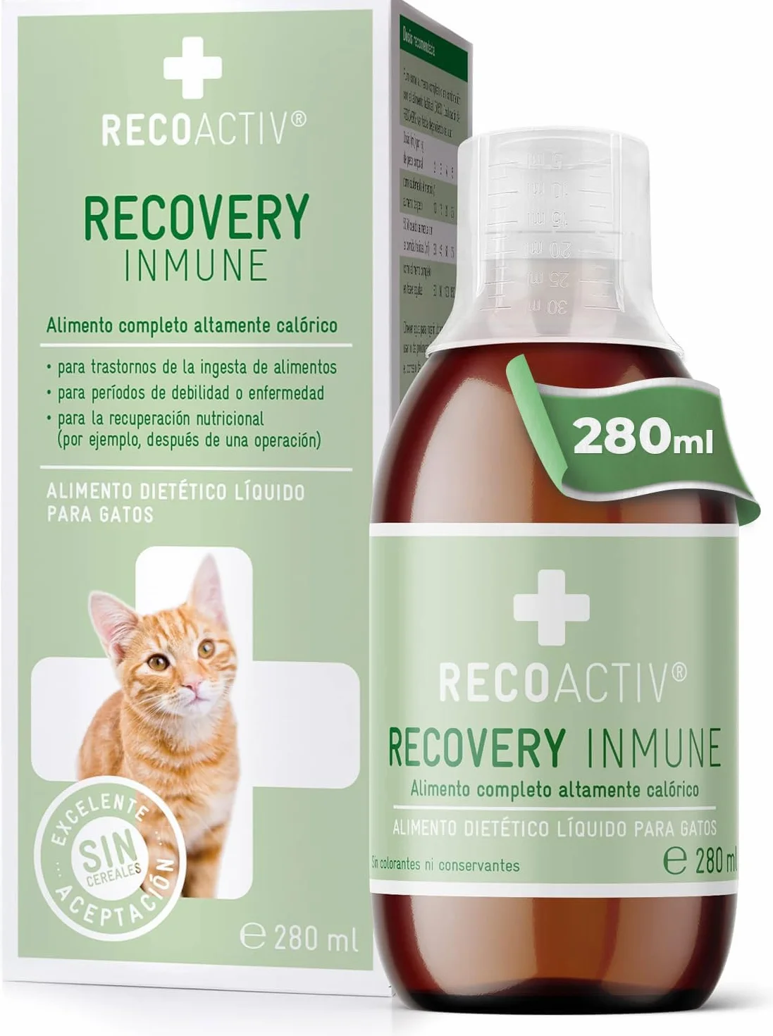 RECOACTIV Recovery Inmune para Gatos, 1 x 280 ml, alimento dietético Completo de Alto Contenido calórico para la desnutrición y la convalecencia y para el Aumento de Peso