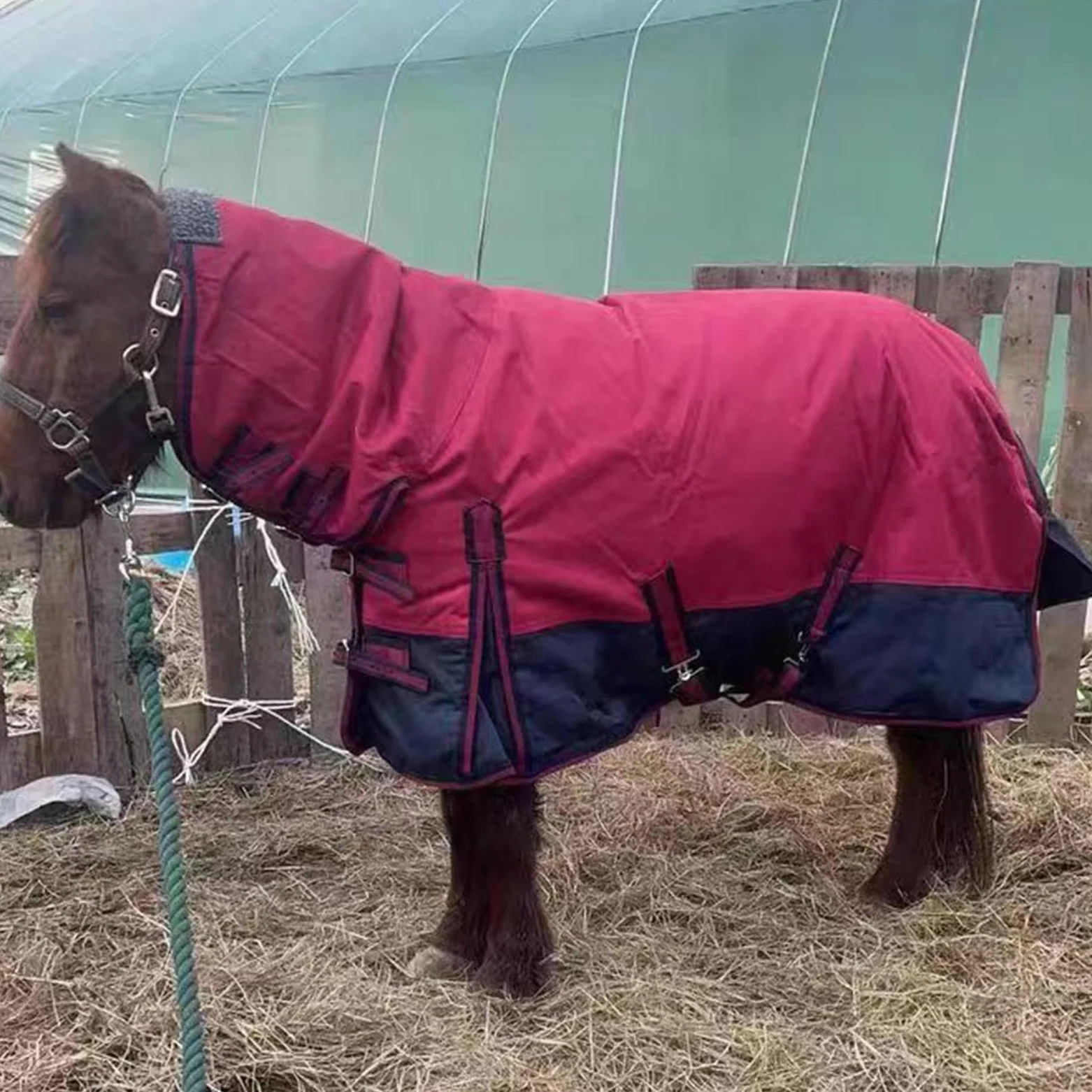 #N/A/a Invierno para Caballos, Tela Oxford 600D con Capucha, cálida, Resistente al frío, Impermeable, para equitación, Burgundy Navy Blue M