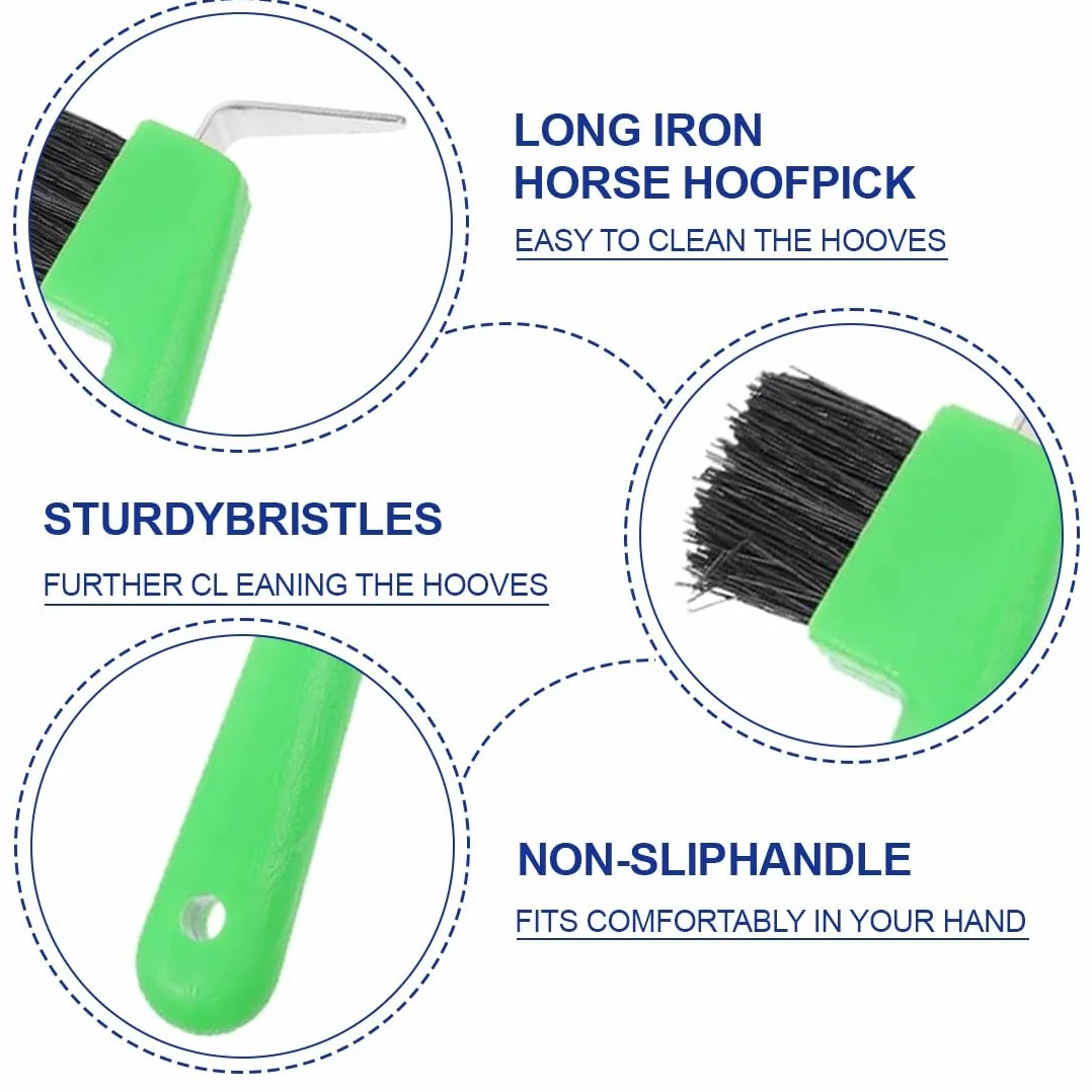 2Pcs Cuidado de los Cascos del caballo 2 Raspadores de Pezuñas con Cepillo 2 en 1, Accesorios para el Cuidado de Caballos, Adecuados para Limpiar Pezuñas y Cuidar Pezuñas Suministros De Limpieza