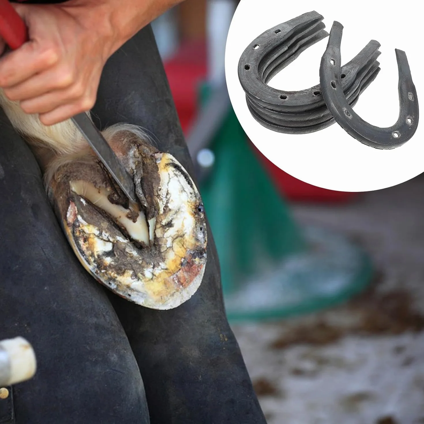 5 herraduras reemplazables para caballos y burros, almohadillas de metal firme, tamaño 2 con ranura abierta, suministros de herradura para uso ecuestre y estable, mango cómodo