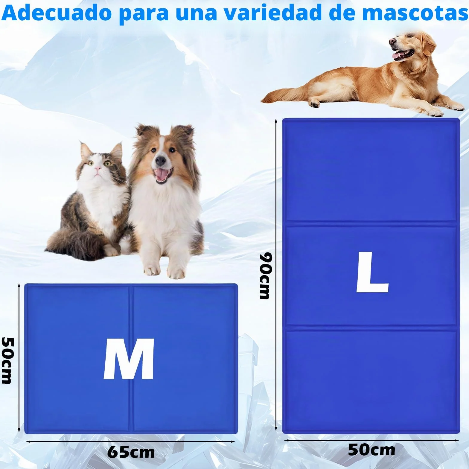 Alfombra Refrescante para Perro 90 x 50cm, Alfombrilla de Refrigeración Automática para Mascotas, Gel Seguro y No Tóxico, Cama Refrescante Perro, Manta Refrescante para Perros y Gatos